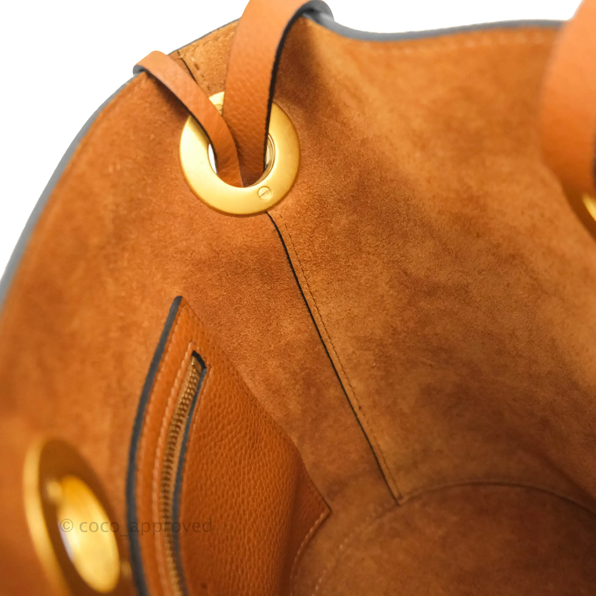 Valentino Bucket Bag Brown Grained Leather