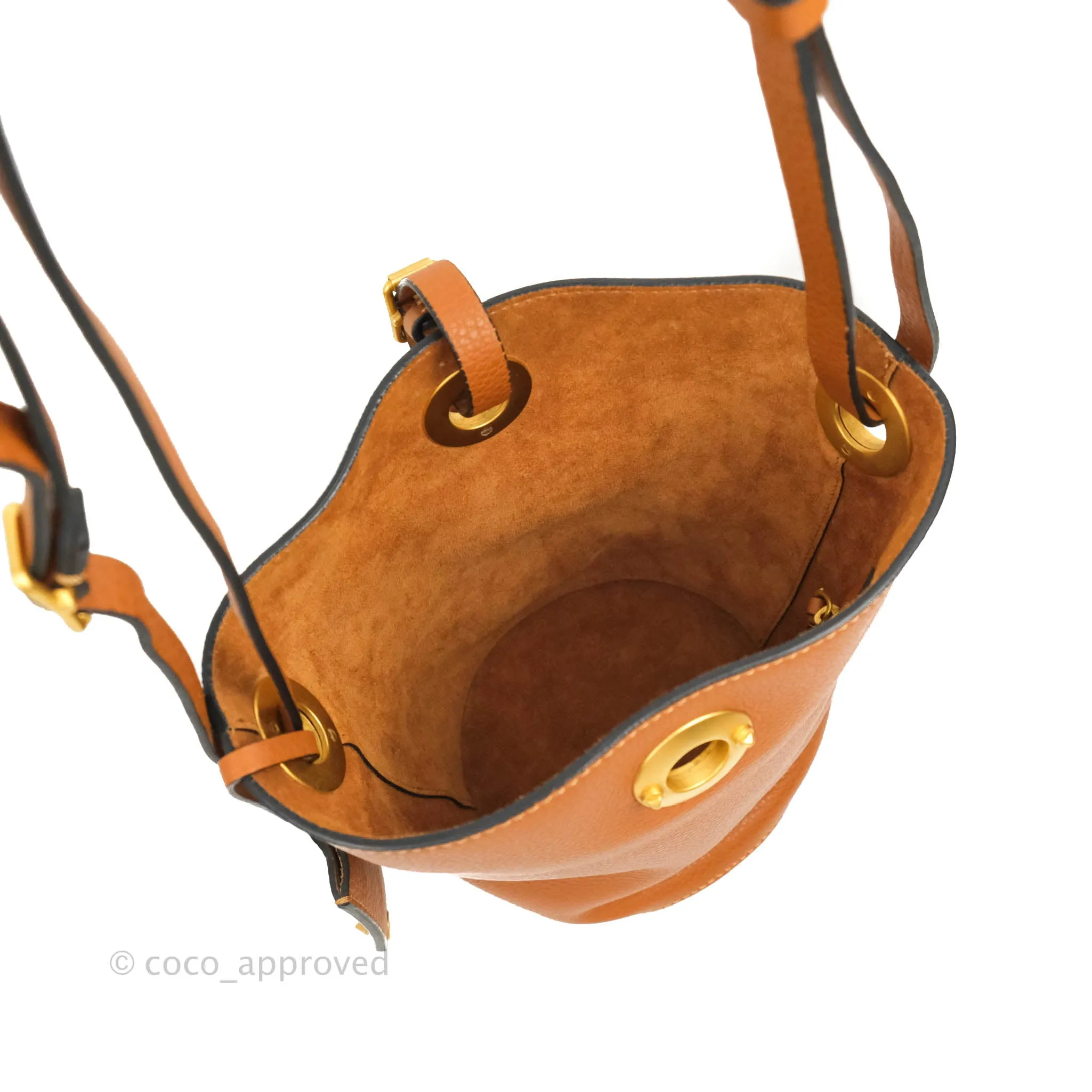 Valentino Bucket Bag Brown Grained Leather