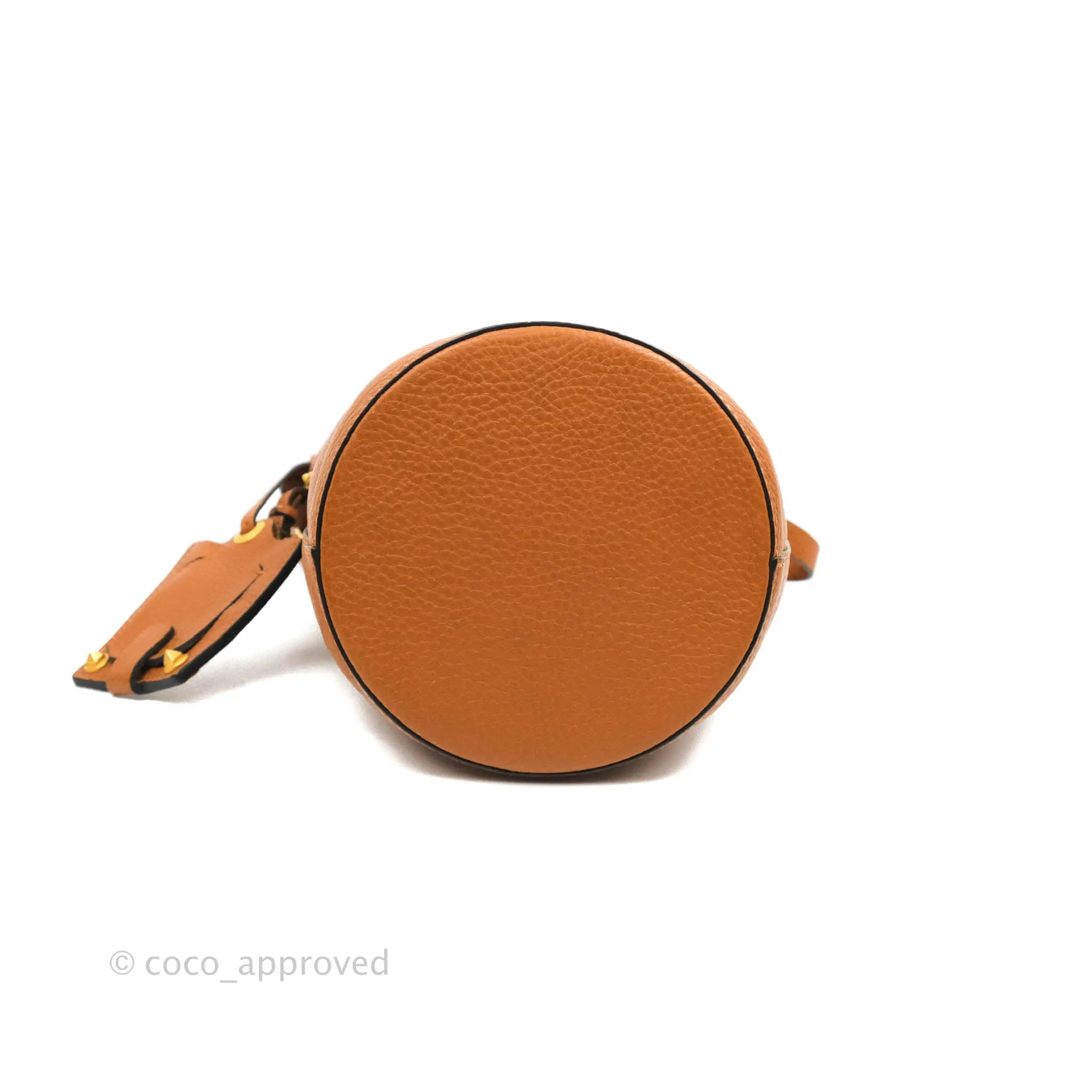 Valentino Bucket Bag Brown Grained Leather