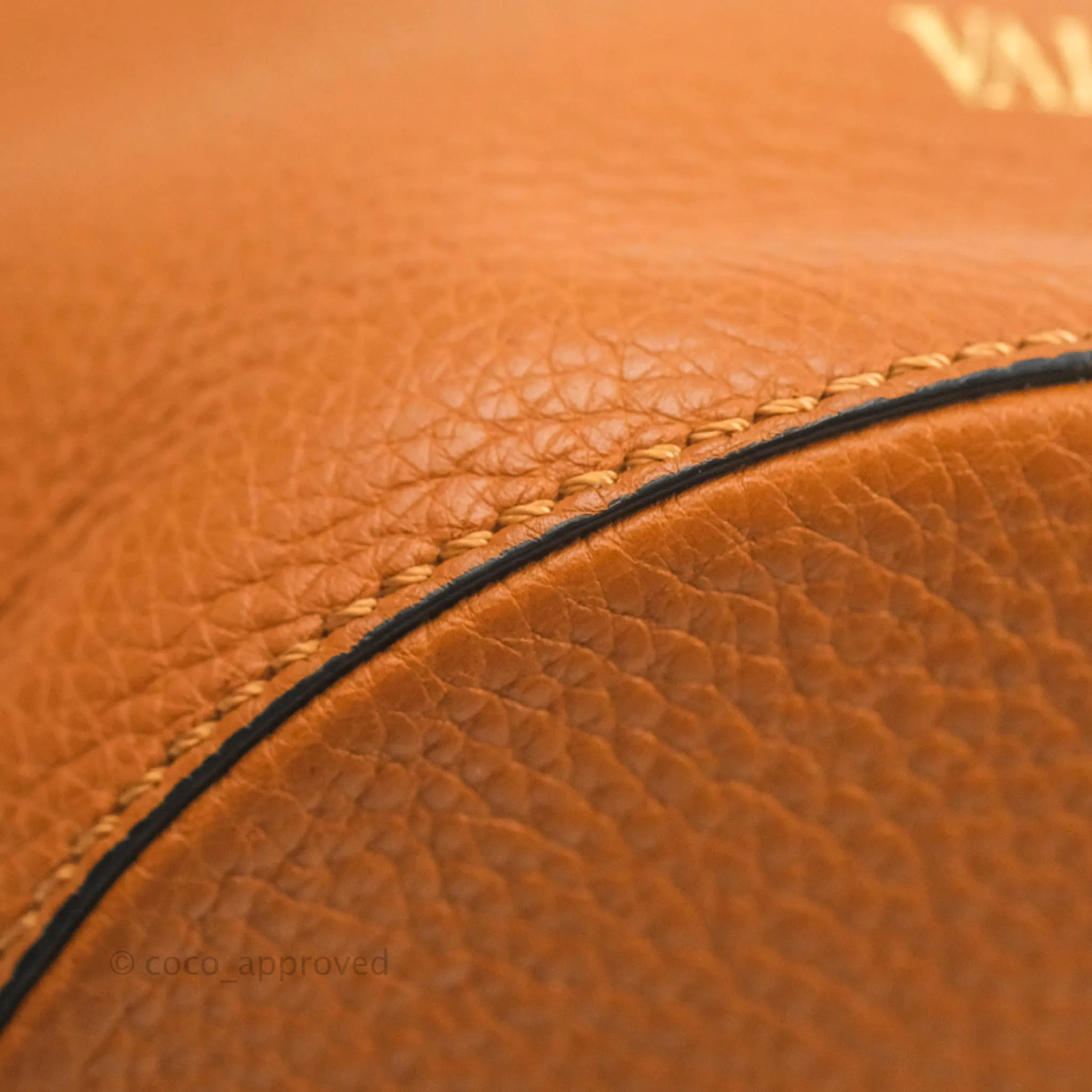 Valentino Bucket Bag Brown Grained Leather