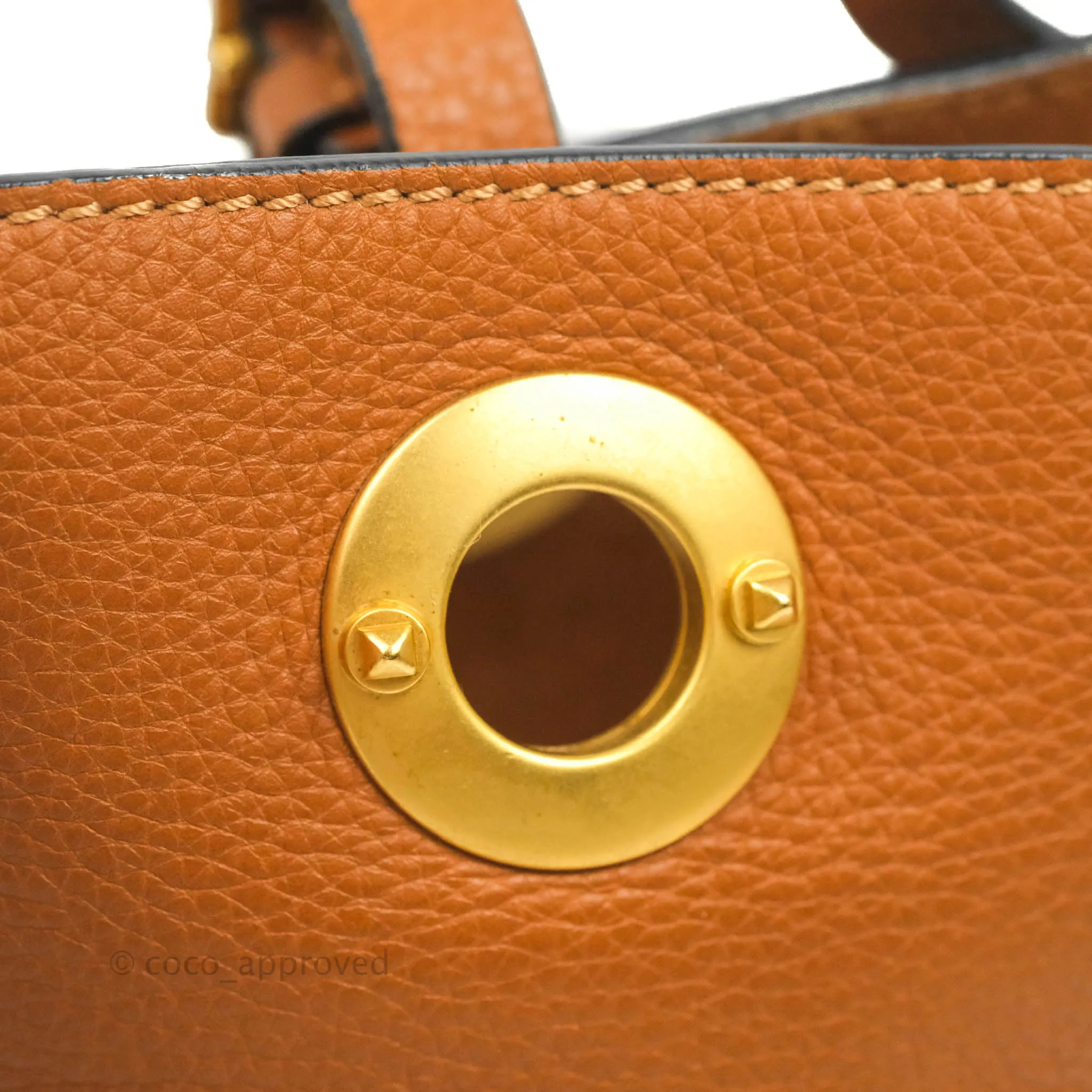 Valentino Bucket Bag Brown Grained Leather