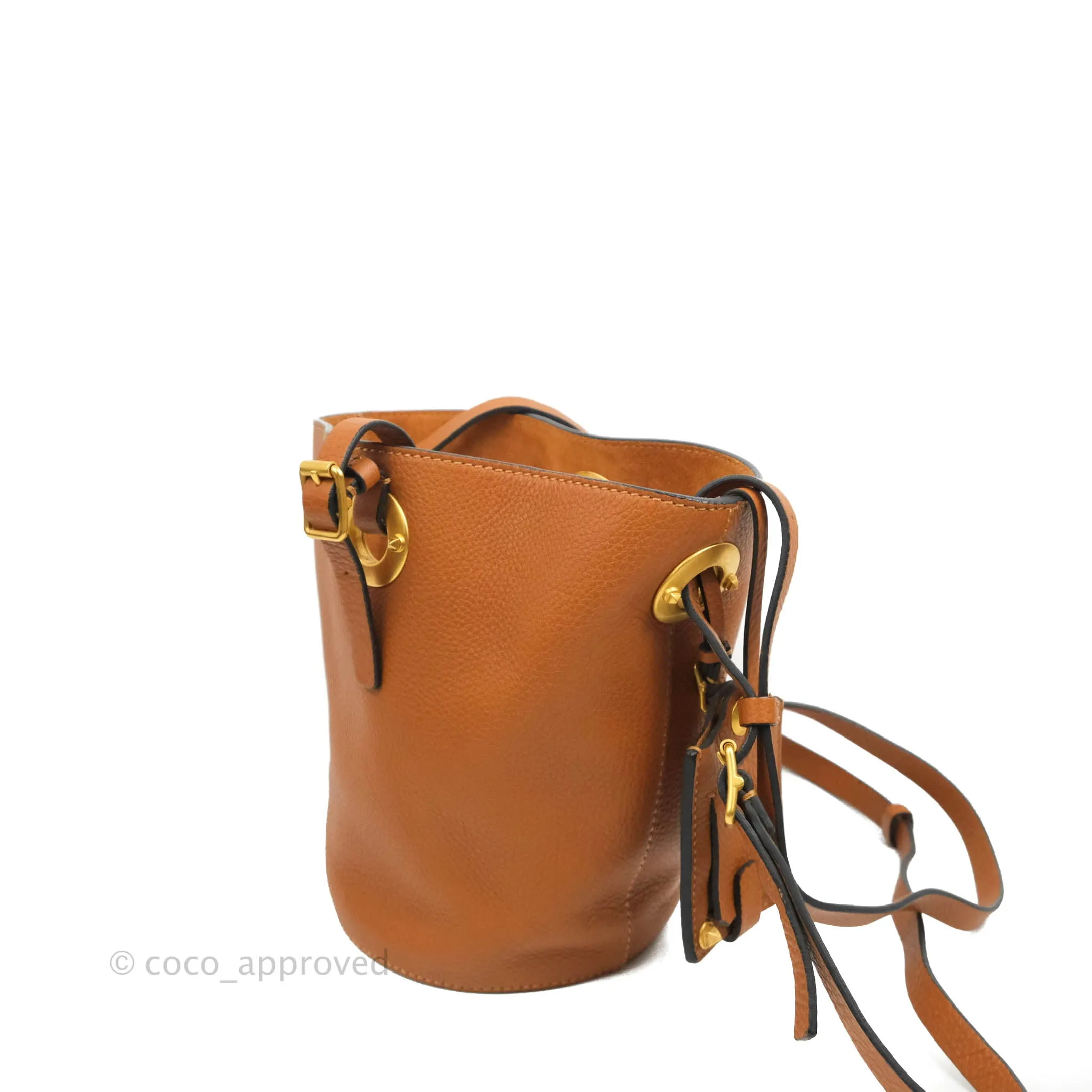 Valentino Bucket Bag Brown Grained Leather