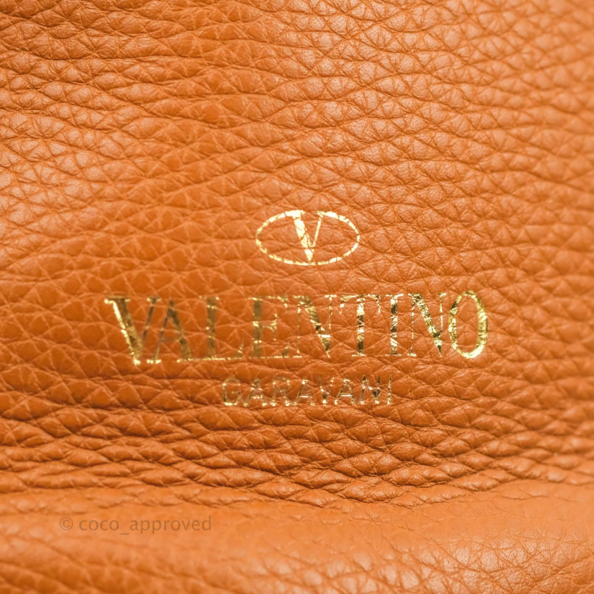 Valentino Bucket Bag Brown Grained Leather