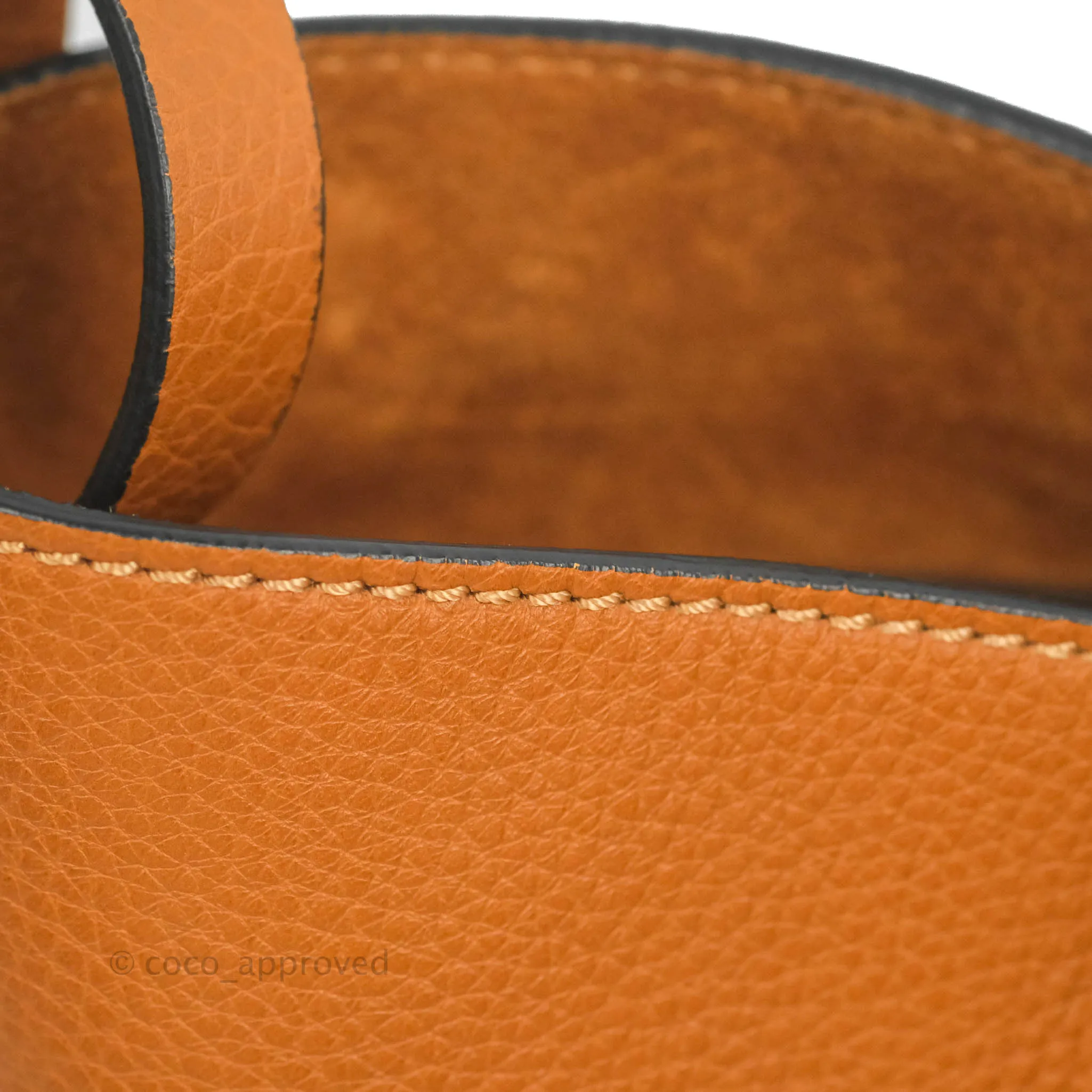 Valentino Bucket Bag Brown Grained Leather