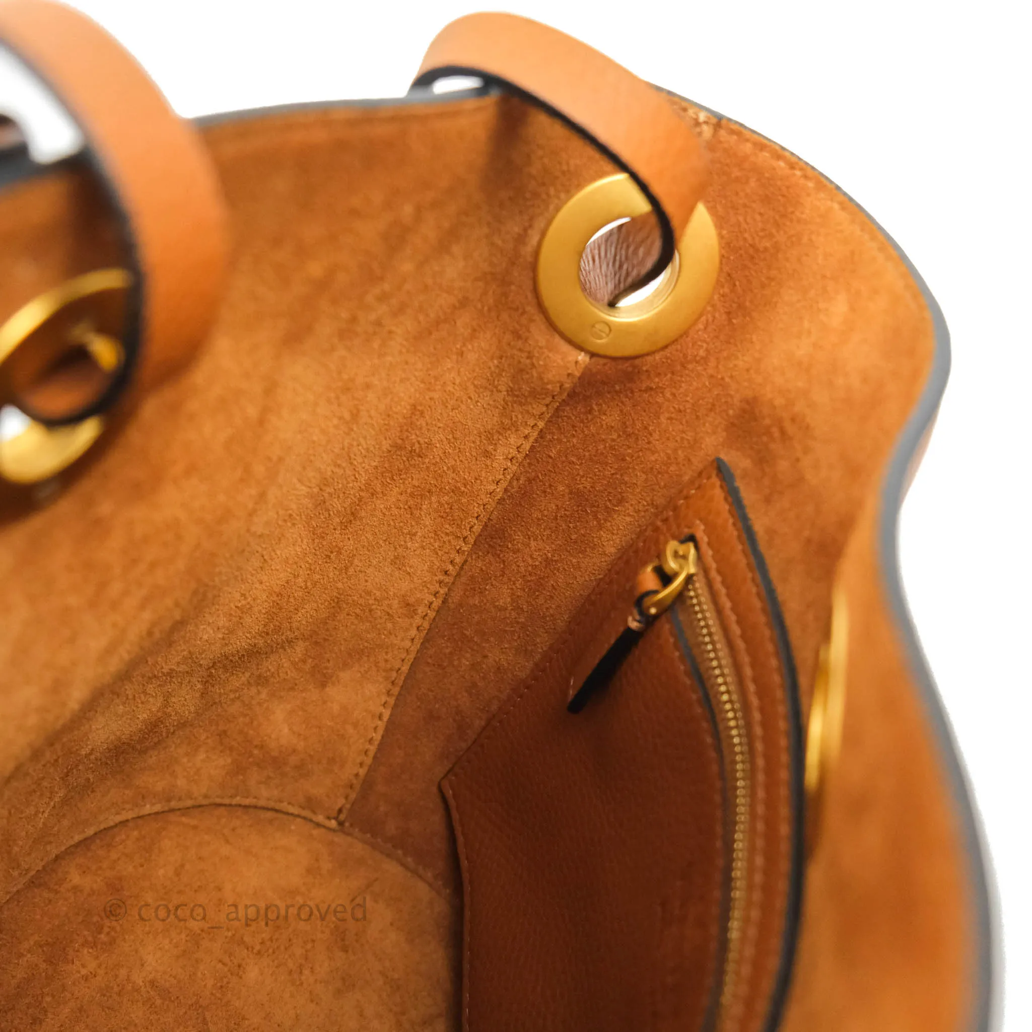 Valentino Bucket Bag Brown Grained Leather