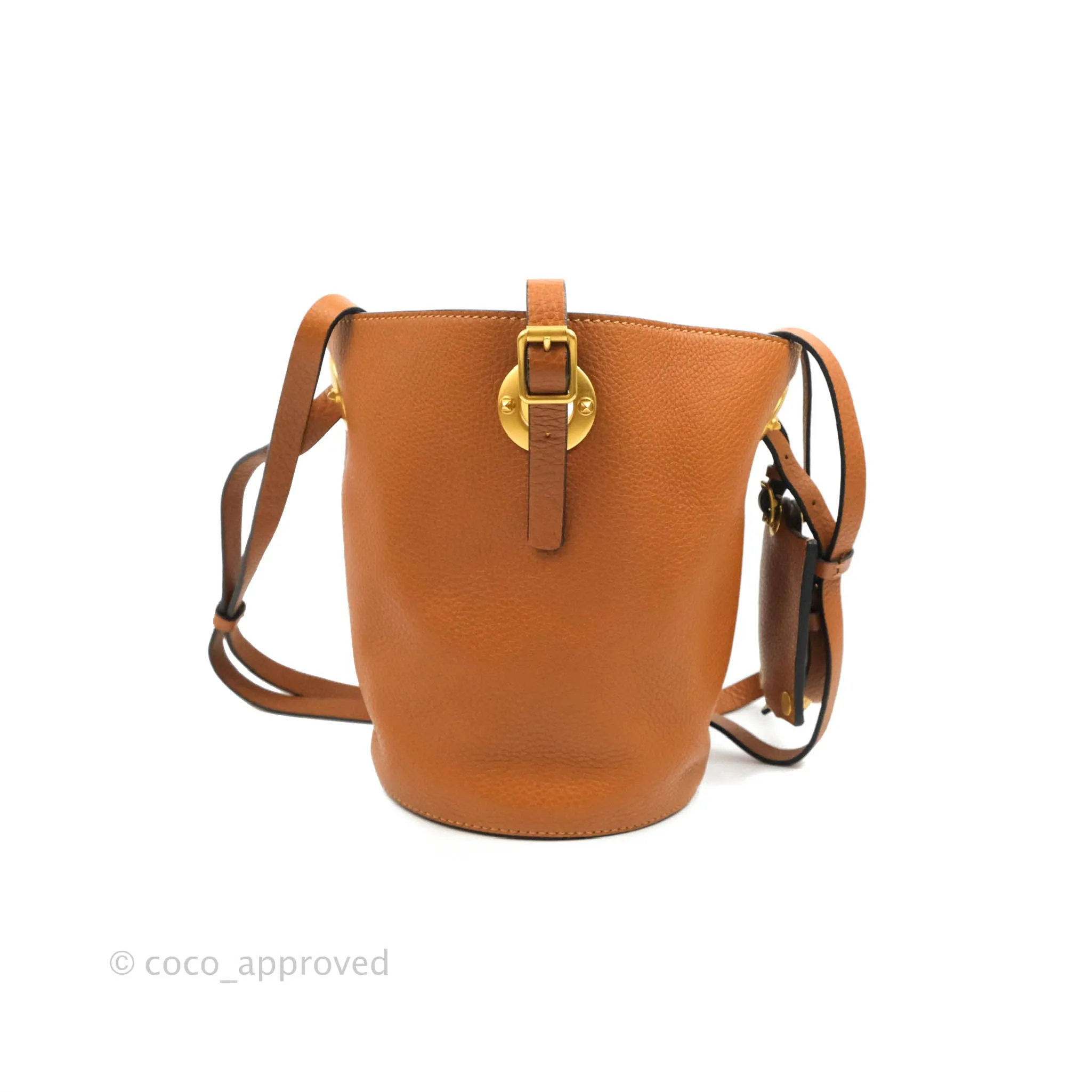 Valentino Bucket Bag Brown Grained Leather