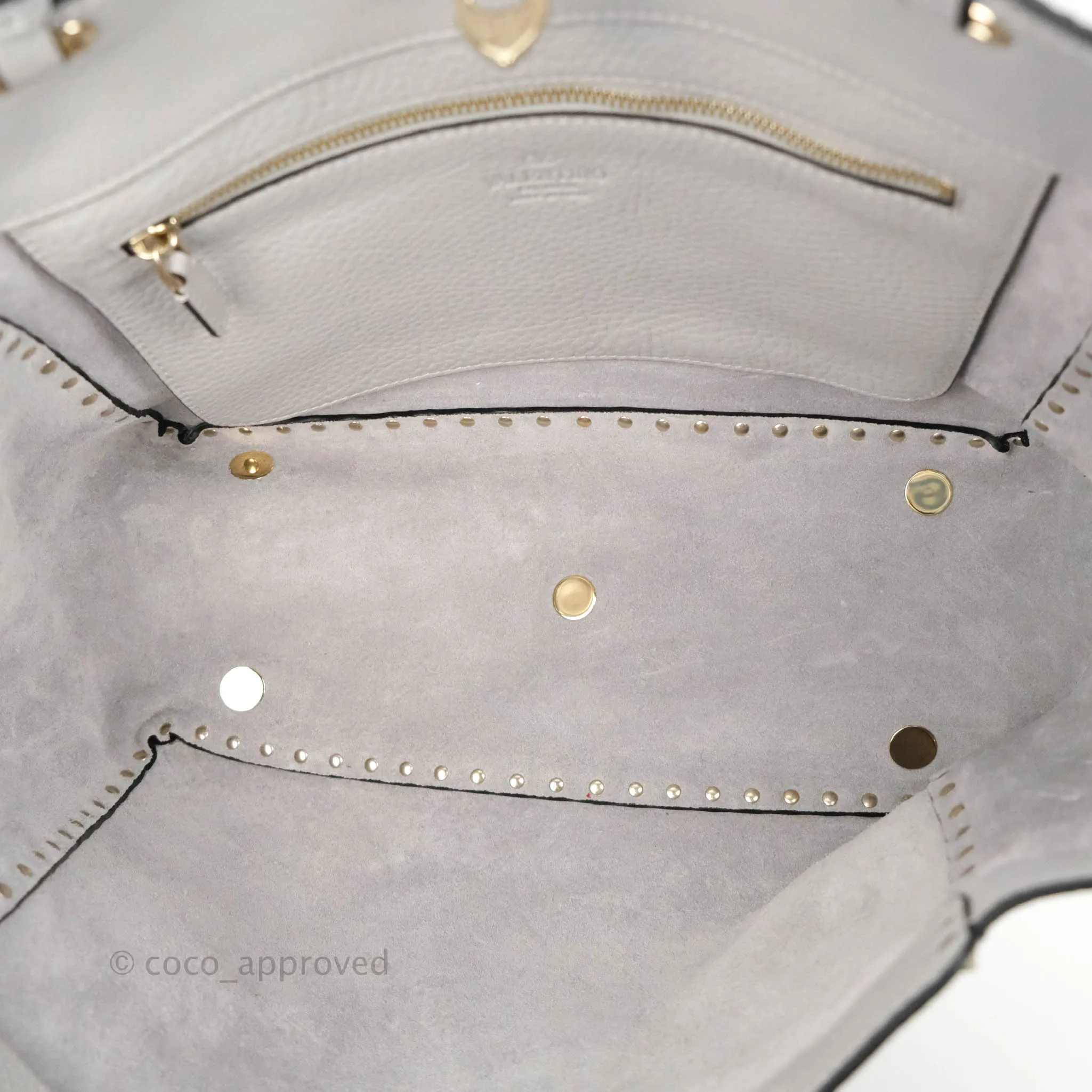 Valentino Garavani Medium Rockstud Bag Grey Grainy Calfskin