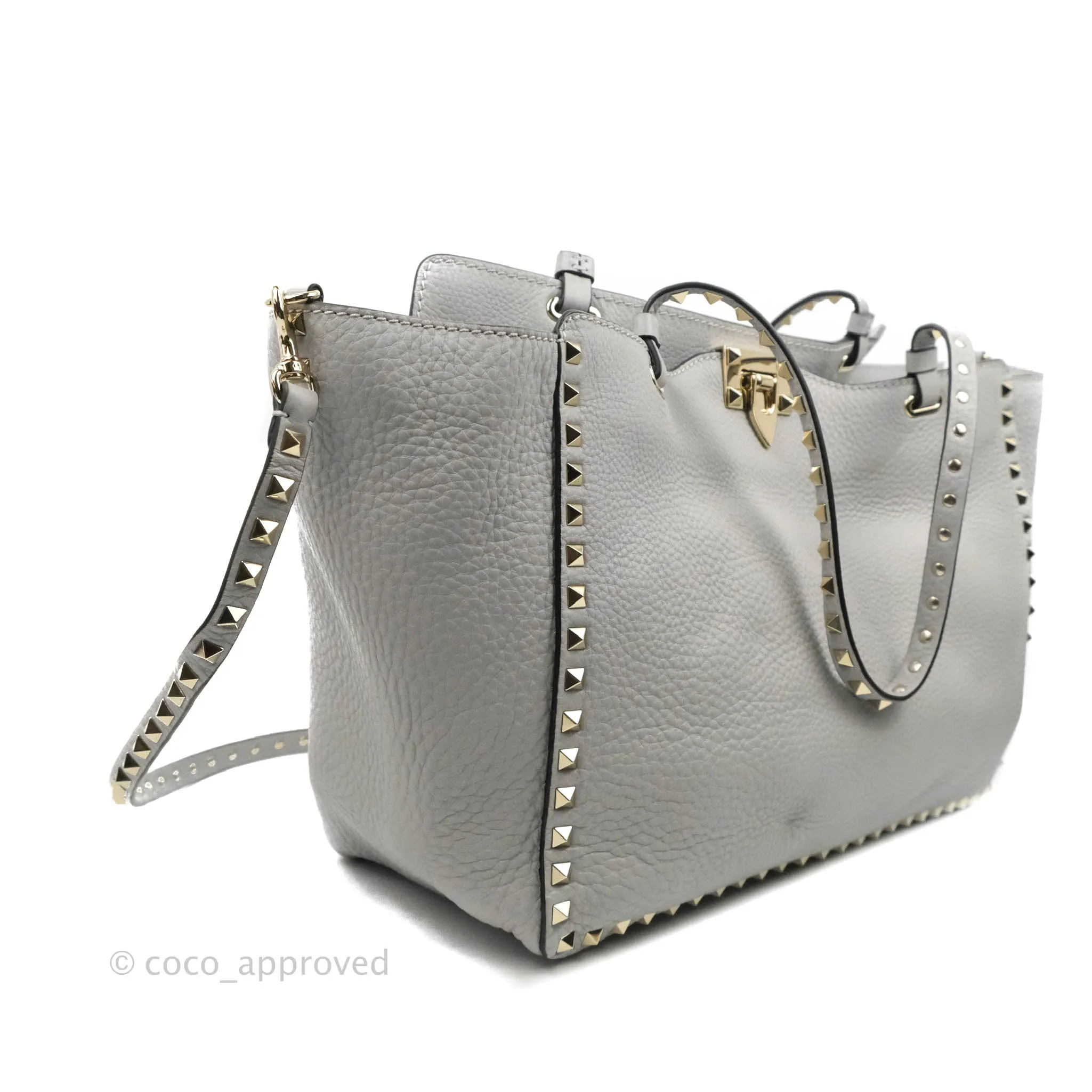 Valentino Garavani Medium Rockstud Bag Grey Grainy Calfskin