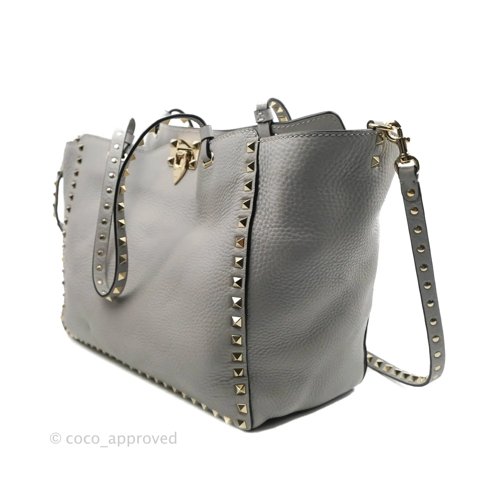 Valentino Garavani Medium Rockstud Bag Grey Grainy Calfskin