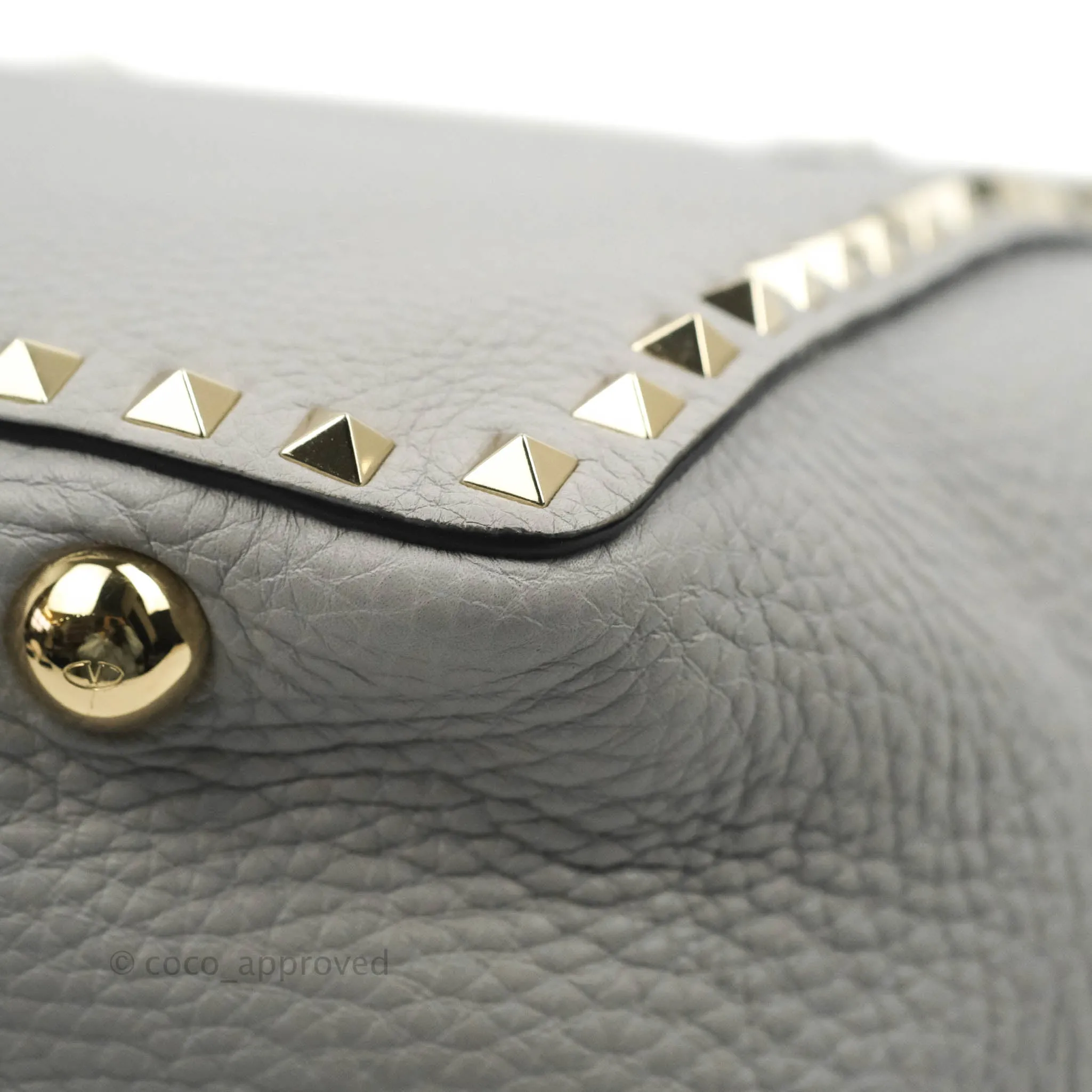 Valentino Garavani Medium Rockstud Bag Grey Grainy Calfskin