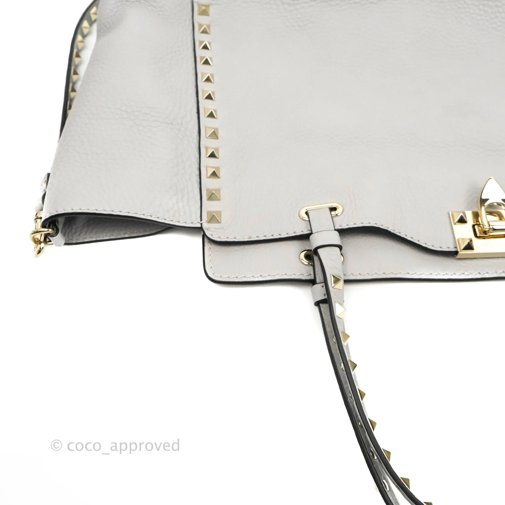 Valentino Garavani Medium Rockstud Bag Grey Grainy Calfskin