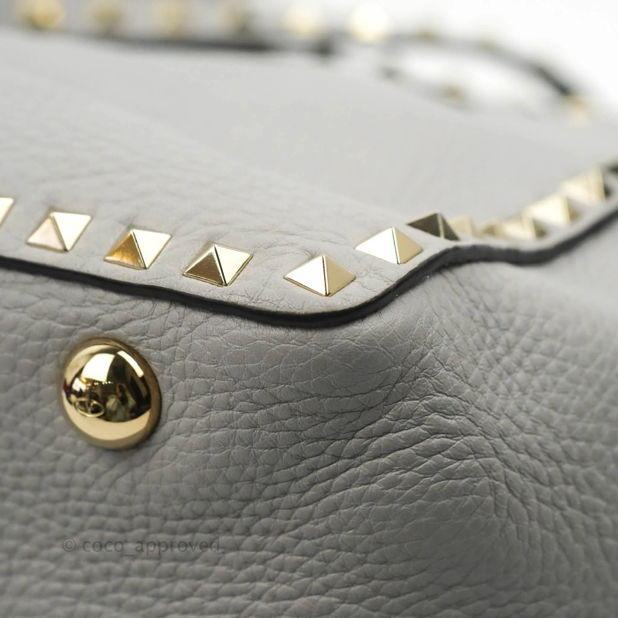 Valentino Garavani Medium Rockstud Bag Grey Grainy Calfskin