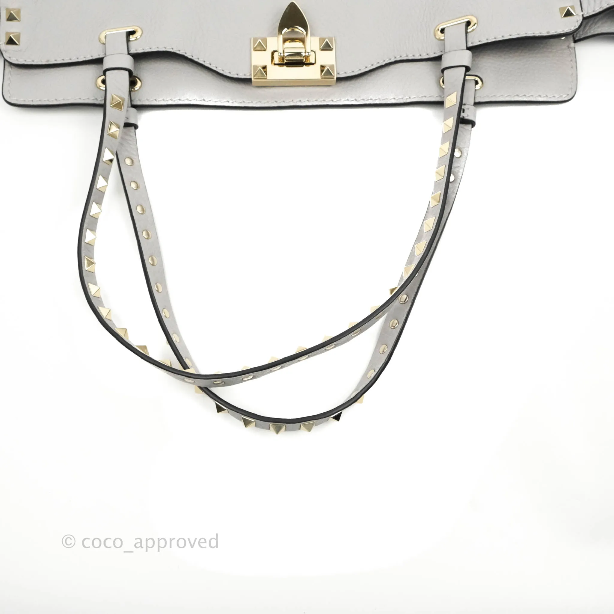 Valentino Garavani Medium Rockstud Bag Grey Grainy Calfskin