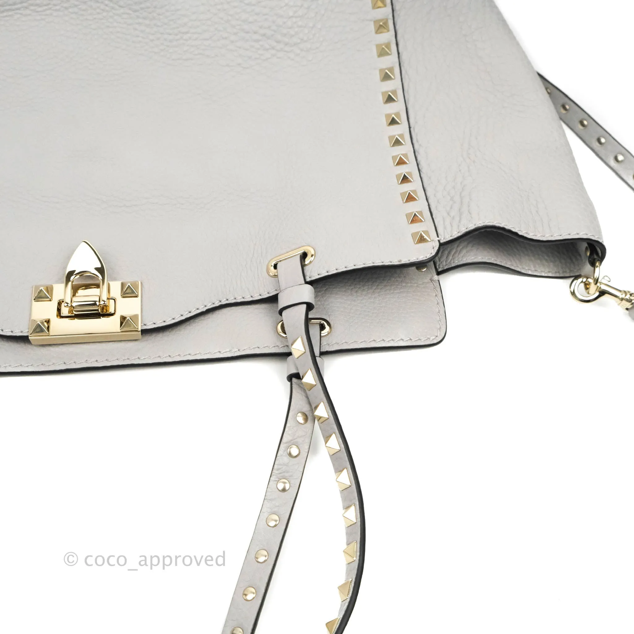 Valentino Garavani Medium Rockstud Bag Grey Grainy Calfskin
