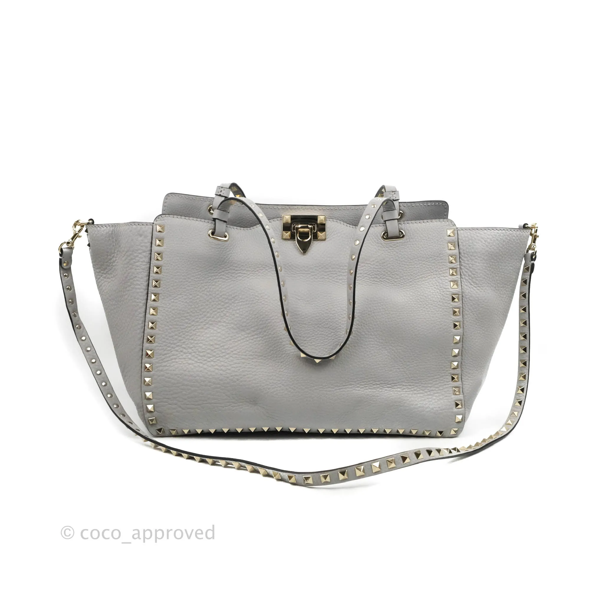 Valentino Garavani Medium Rockstud Bag Grey Grainy Calfskin