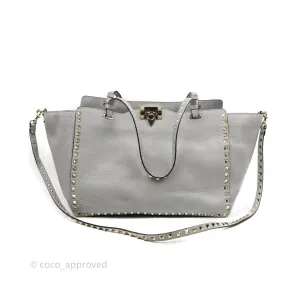 Valentino Garavani Medium Rockstud Bag Grey Grainy Calfskin