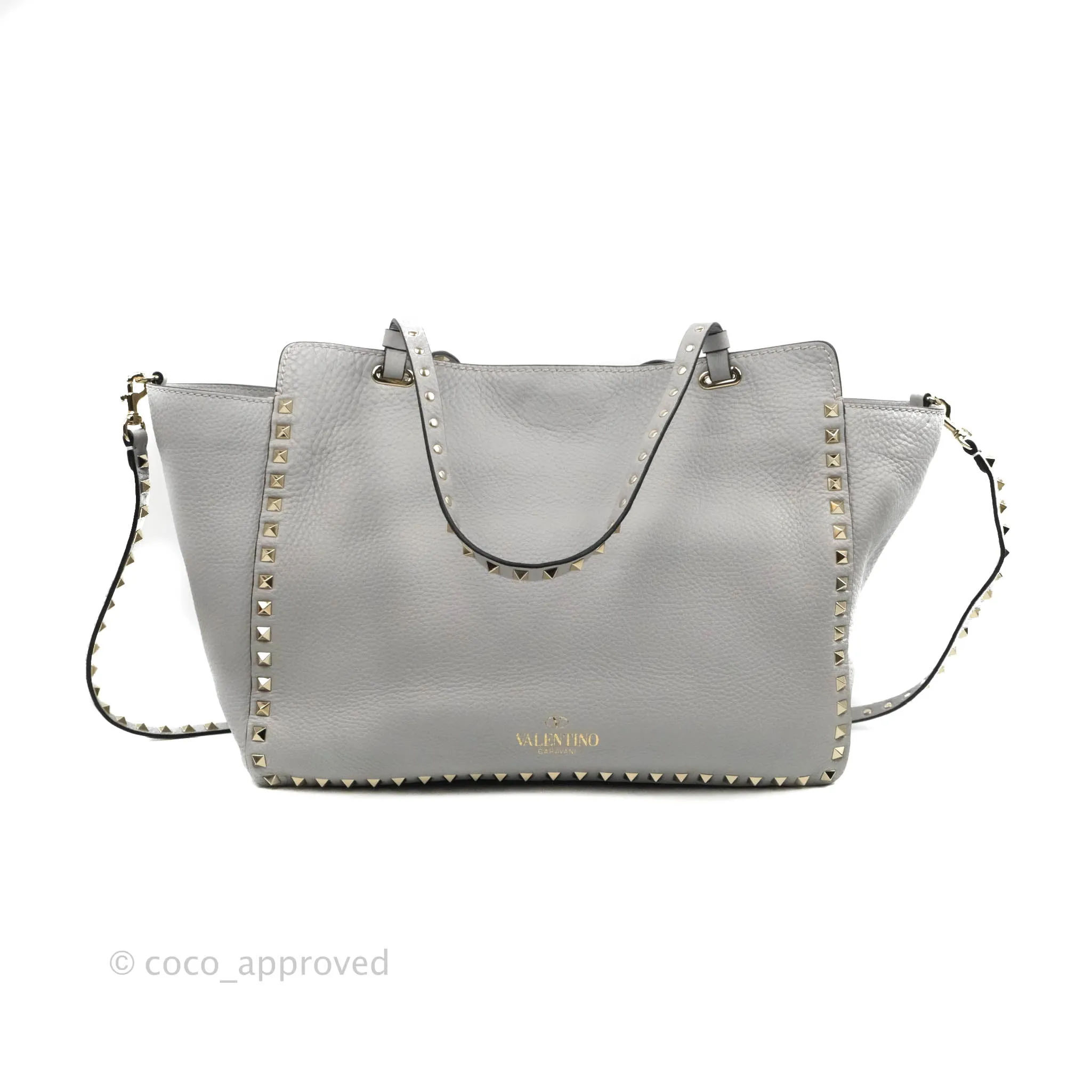 Valentino Garavani Medium Rockstud Bag Grey Grainy Calfskin