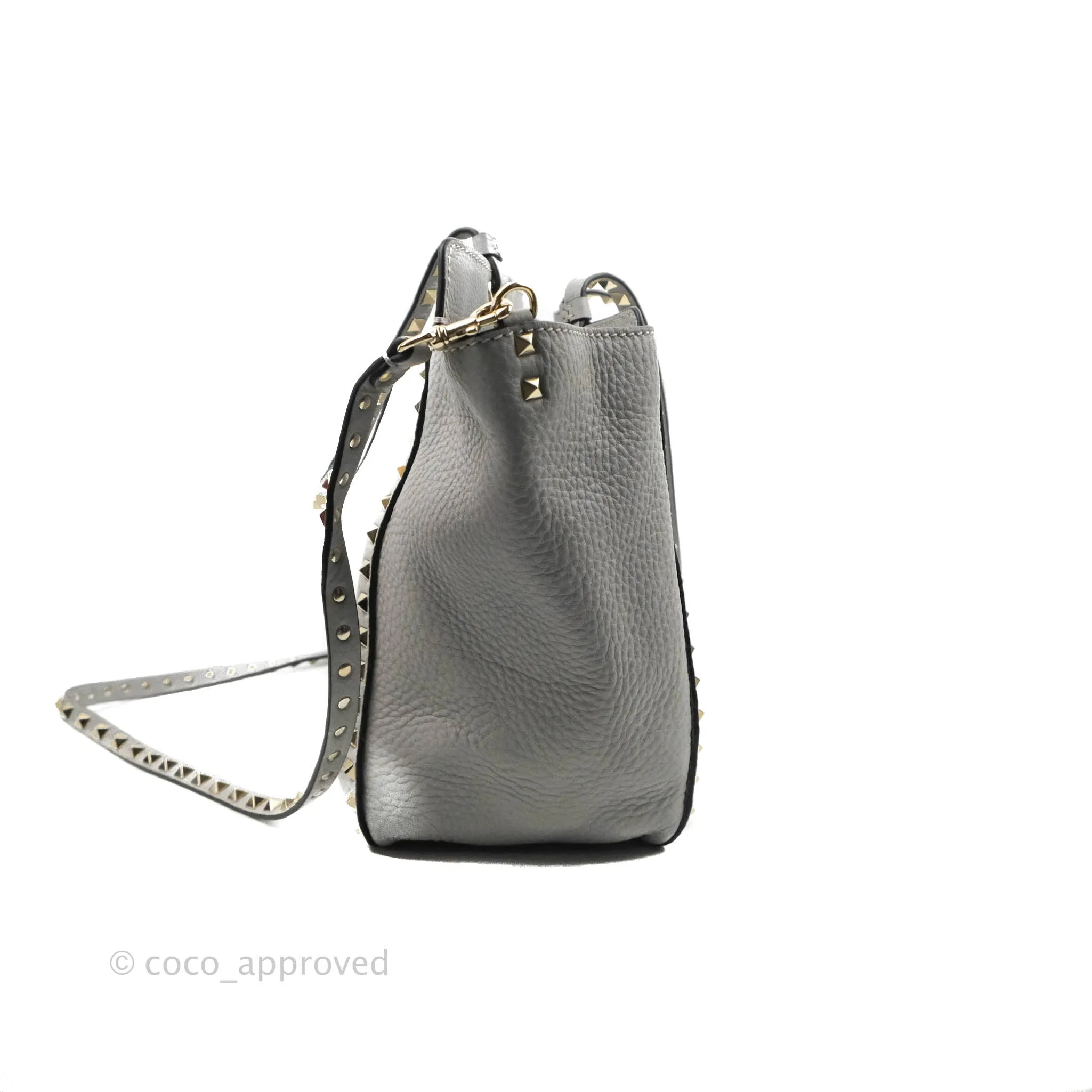 Valentino Garavani Medium Rockstud Bag Grey Grainy Calfskin
