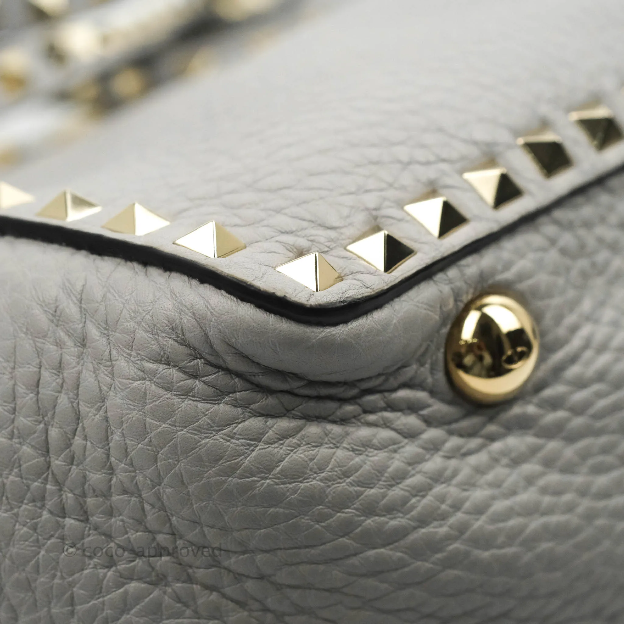 Valentino Garavani Medium Rockstud Bag Grey Grainy Calfskin
