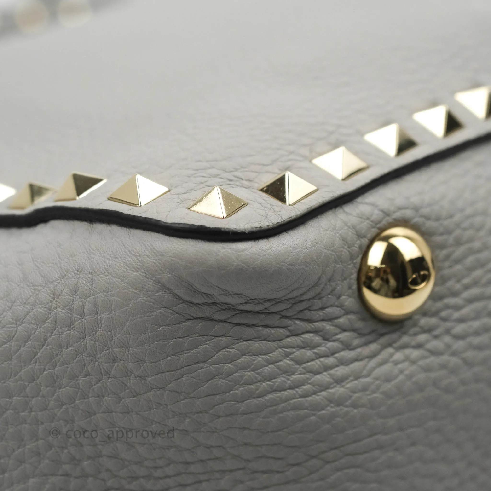 Valentino Garavani Medium Rockstud Bag Grey Grainy Calfskin