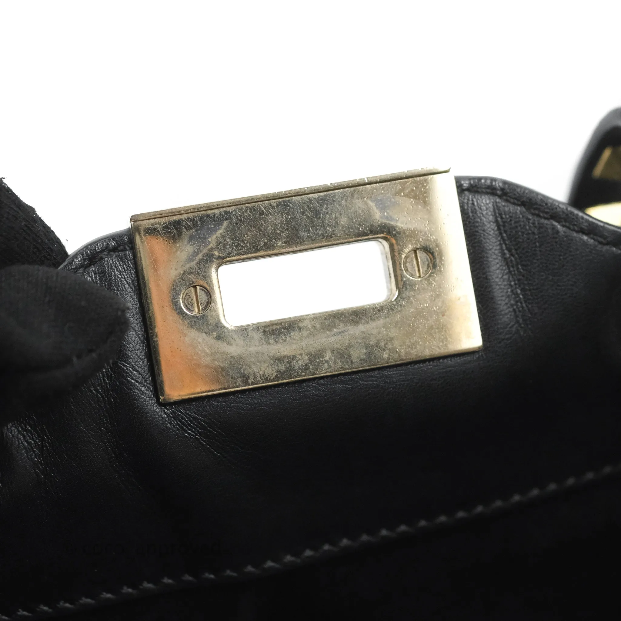 Valentino Garavani Mini Trapeze Rockstud Black Grained Calfskin Gold Hardware
