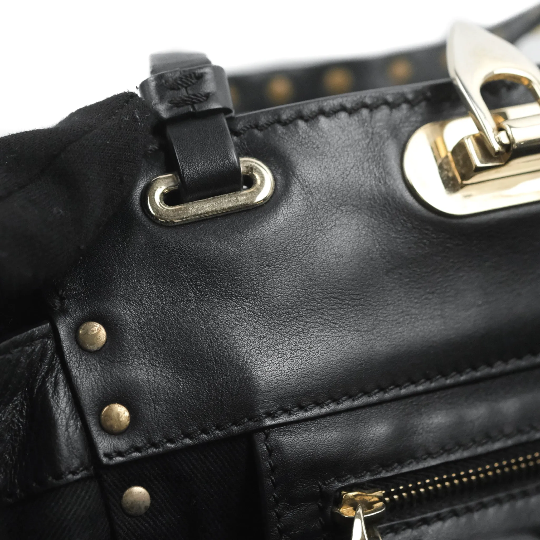 Valentino Garavani Mini Trapeze Rockstud Black Grained Calfskin Gold Hardware