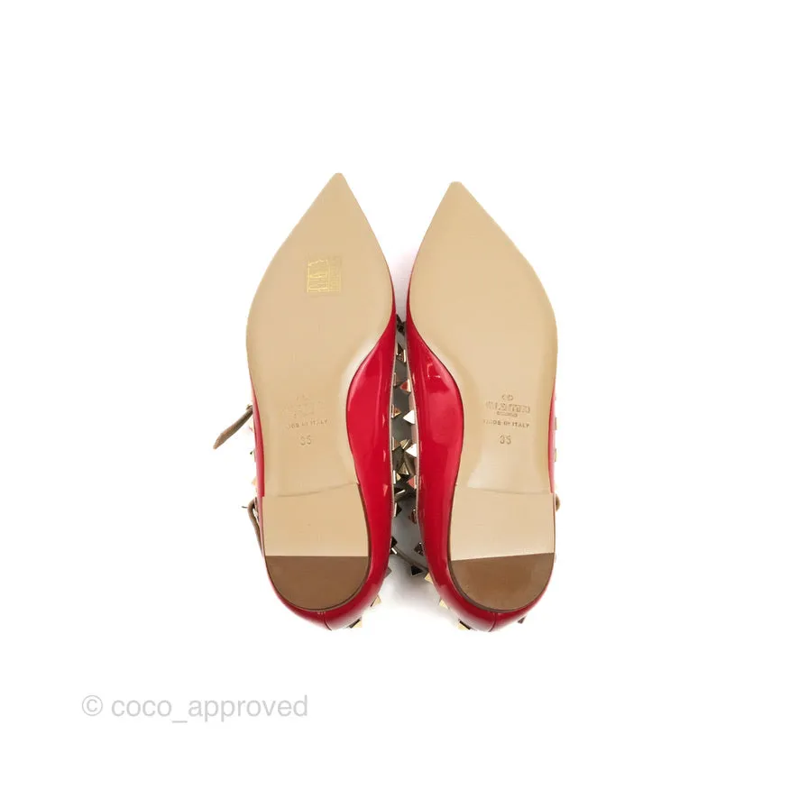 Valentino Garavani Rockstud Caged Flats In Red Size 35
