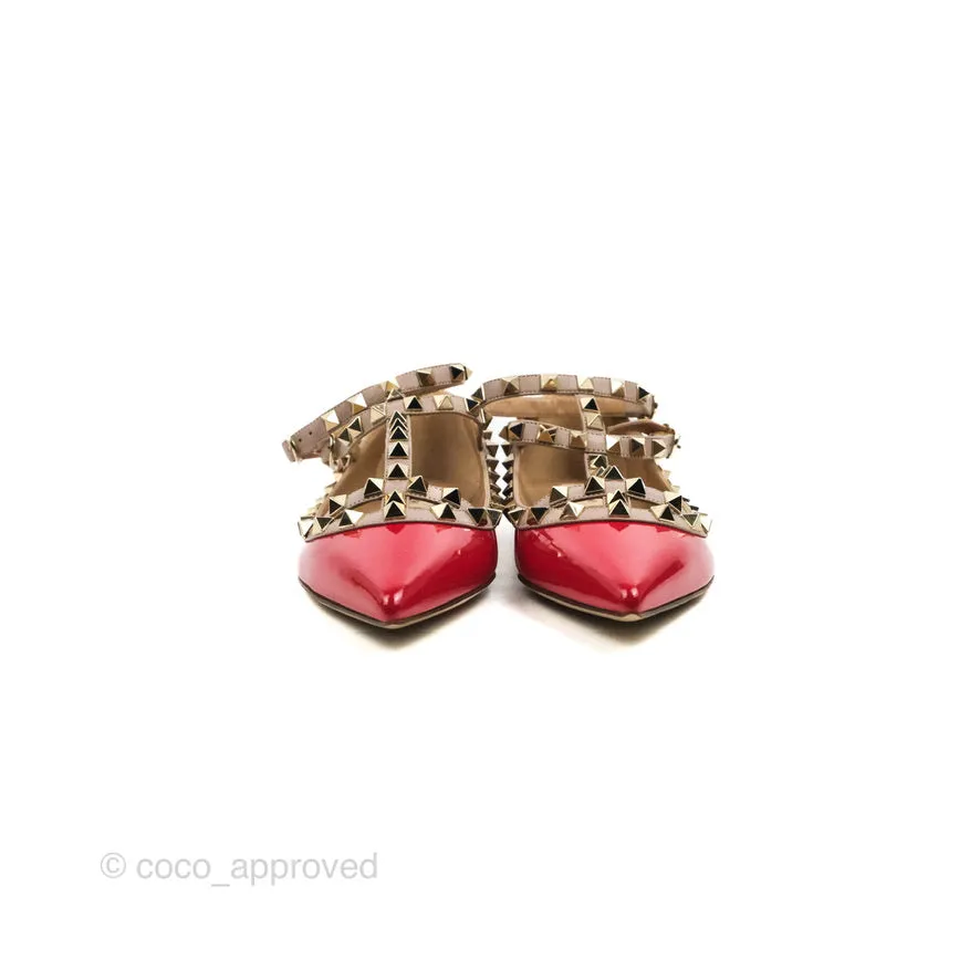 Valentino Garavani Rockstud Caged Flats In Red Size 35