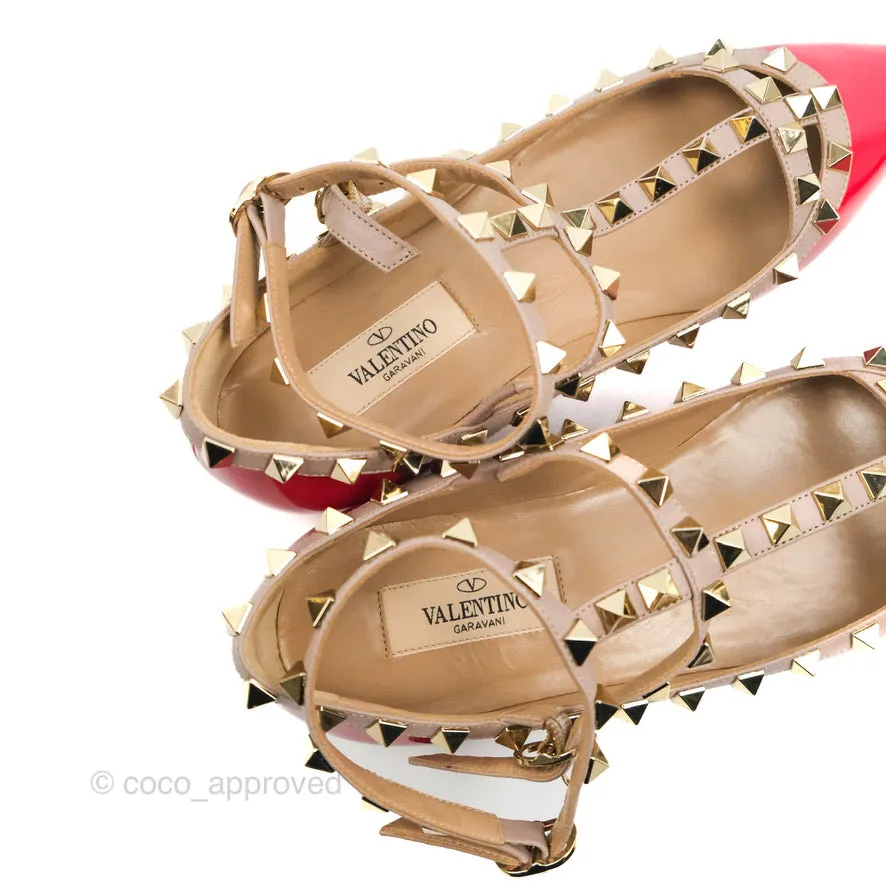 Valentino Garavani Rockstud Caged Flats In Red Size 35