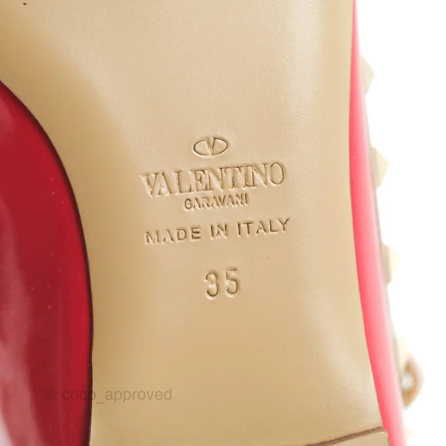 Valentino Garavani Rockstud Caged Flats In Red Size 35