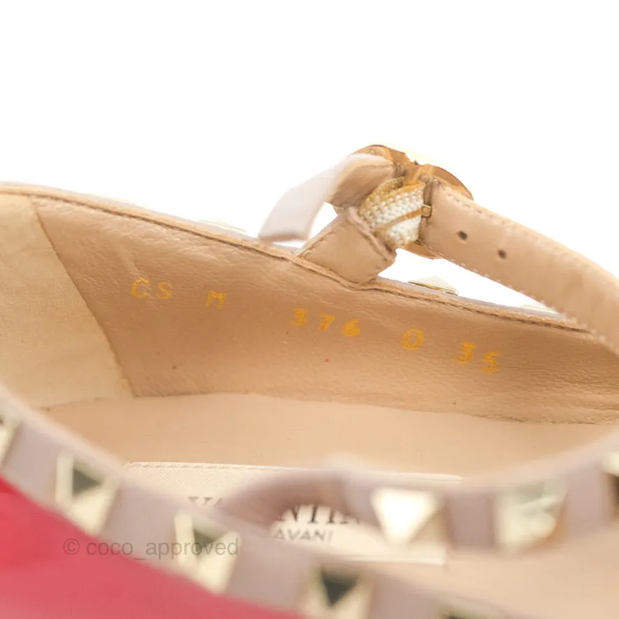 Valentino Garavani Rockstud Caged Flats In Red Size 35