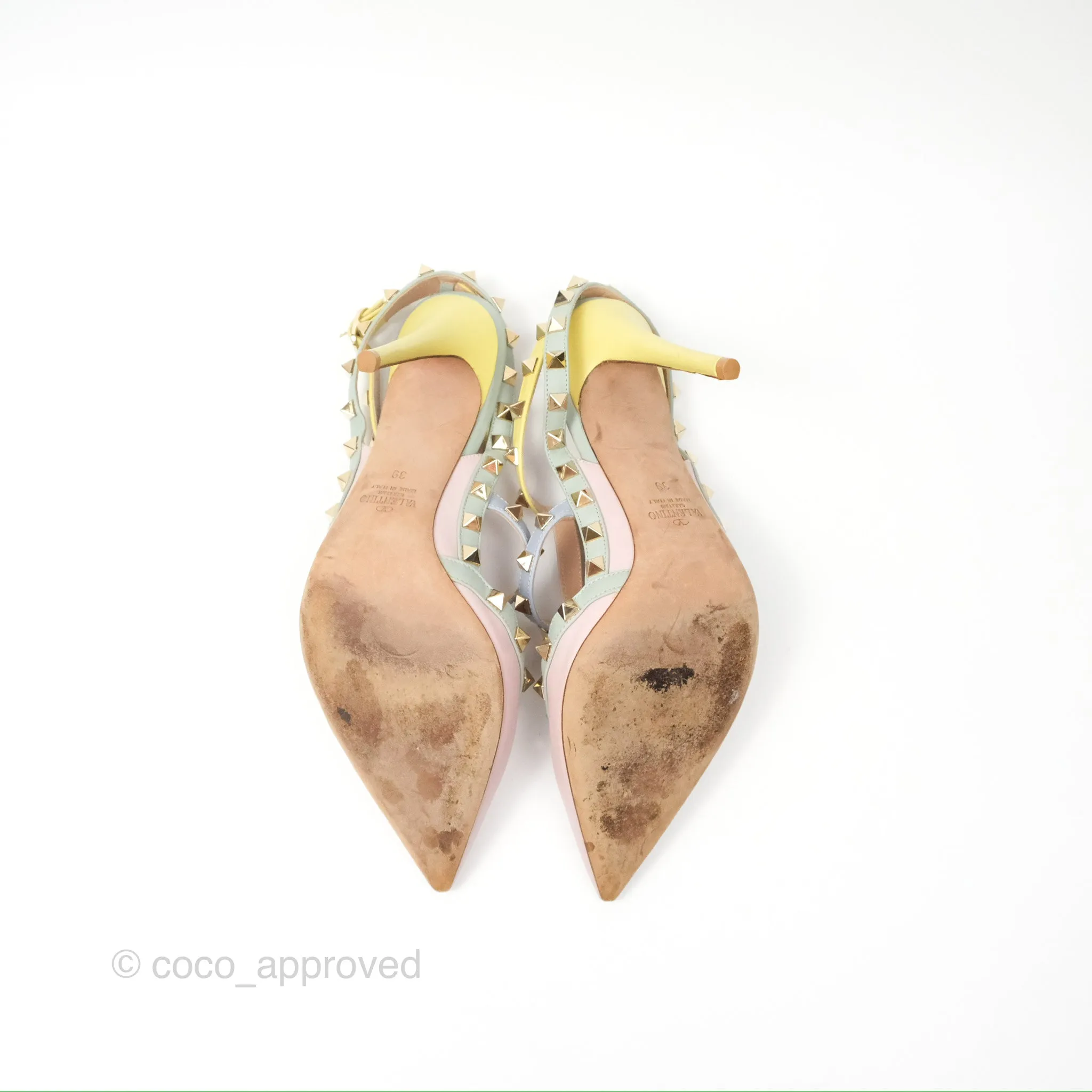 Valentino Garavani Rockstud Leather Slingback Pumps in Watercolor Size 39