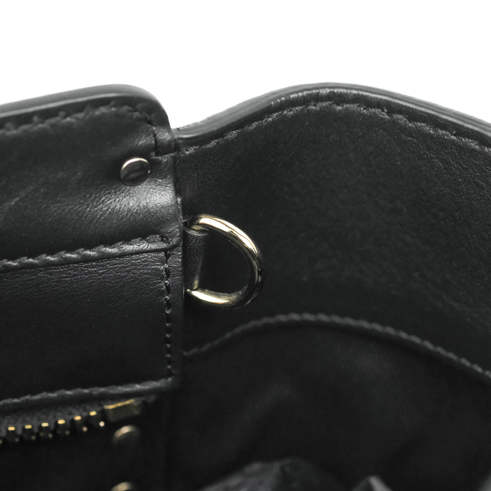 Valentino Garavani Rockstud Mini Trapeze Shoulder Bag Black Calfskin Gold Hardware