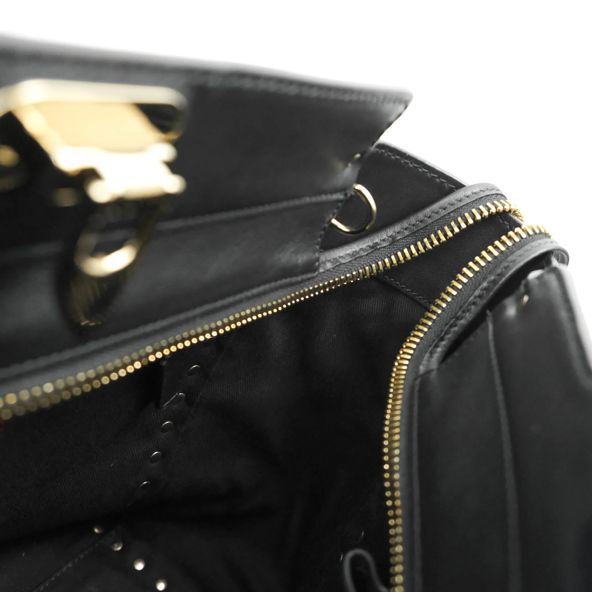 Valentino Garavani Rockstud Mini Trapeze Shoulder Bag Black Calfskin Gold Hardware