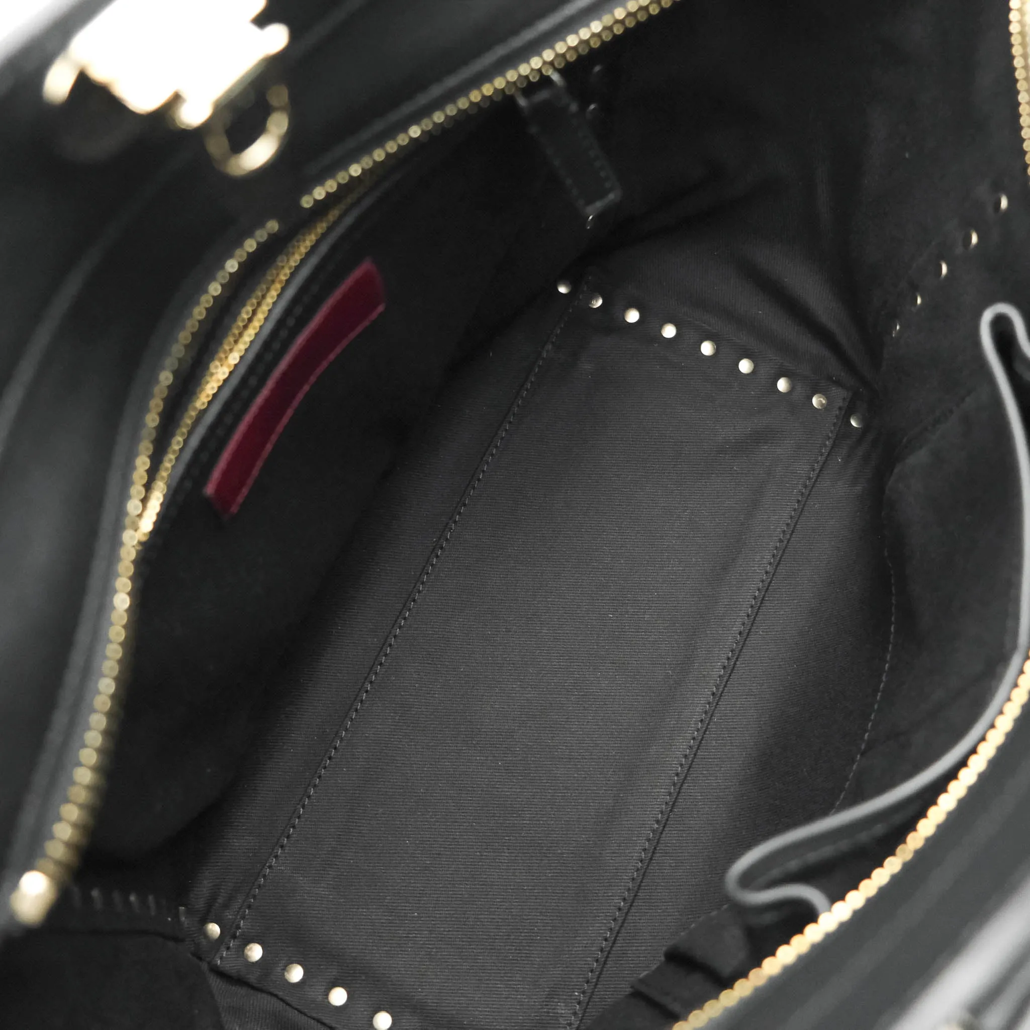 Valentino Garavani Rockstud Mini Trapeze Shoulder Bag Black Calfskin Gold Hardware