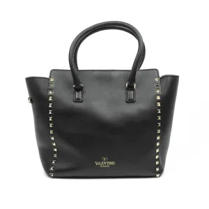 Valentino Garavani Rockstud Mini Trapeze Shoulder Bag Black Calfskin Gold Hardware