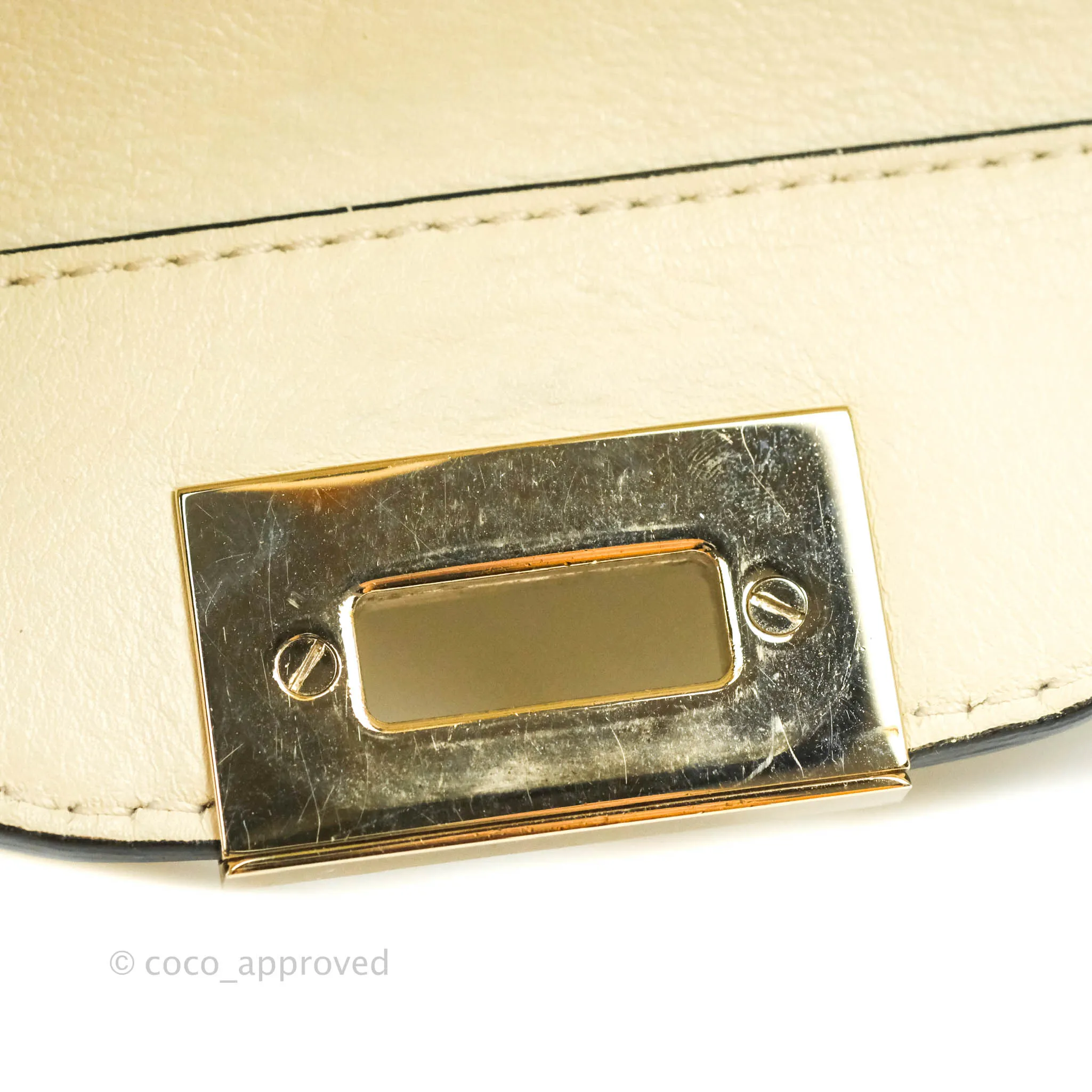 Valentino Garavani Rockstud Mini Trapeze Shoulder Bag White Calfskin Gold Hardware