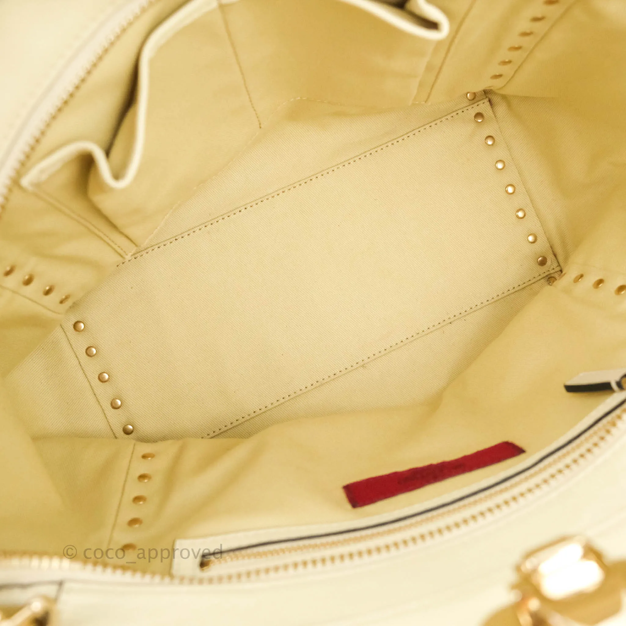 Valentino Garavani Rockstud Mini Trapeze Shoulder Bag White Calfskin Gold Hardware
