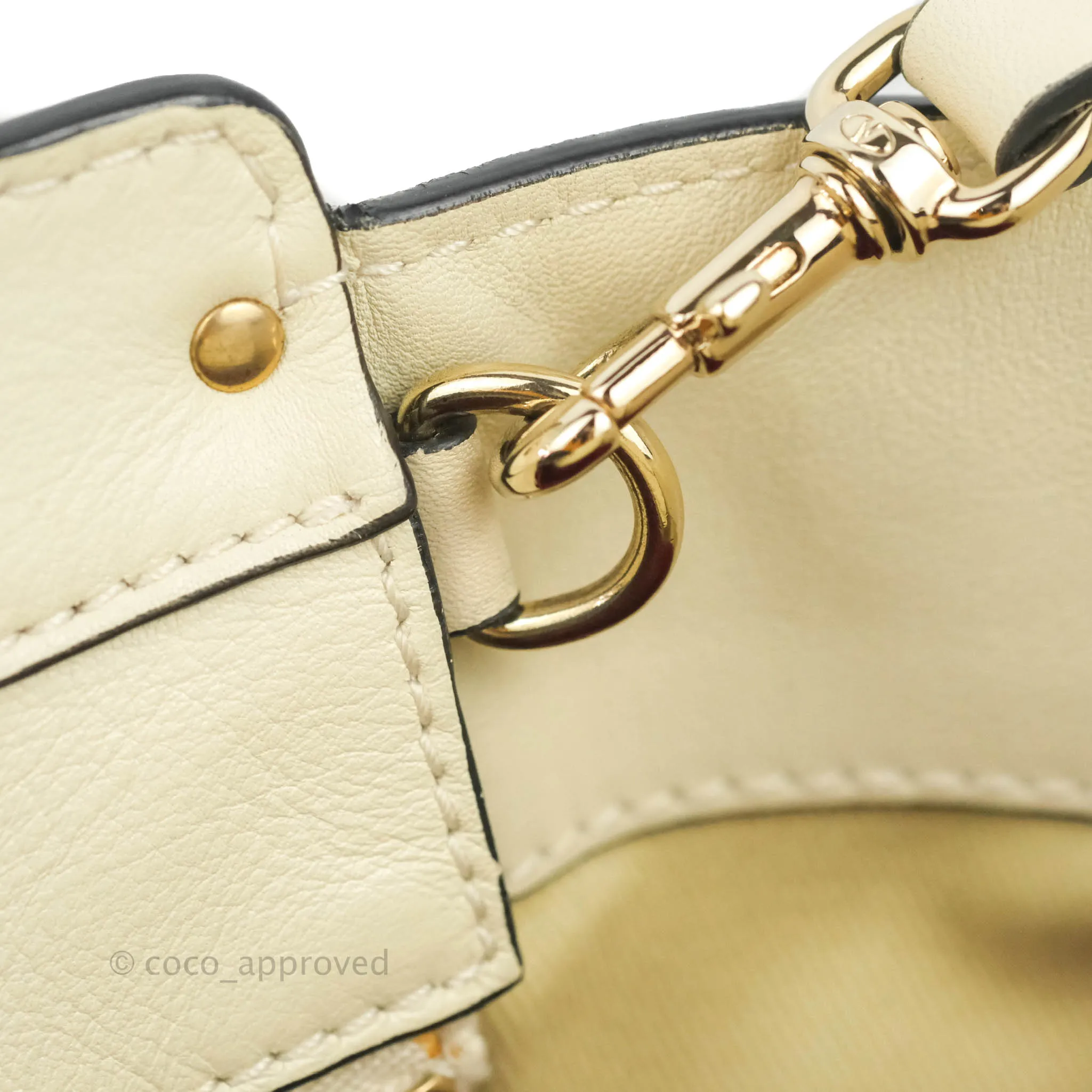 Valentino Garavani Rockstud Mini Trapeze Shoulder Bag White Calfskin Gold Hardware