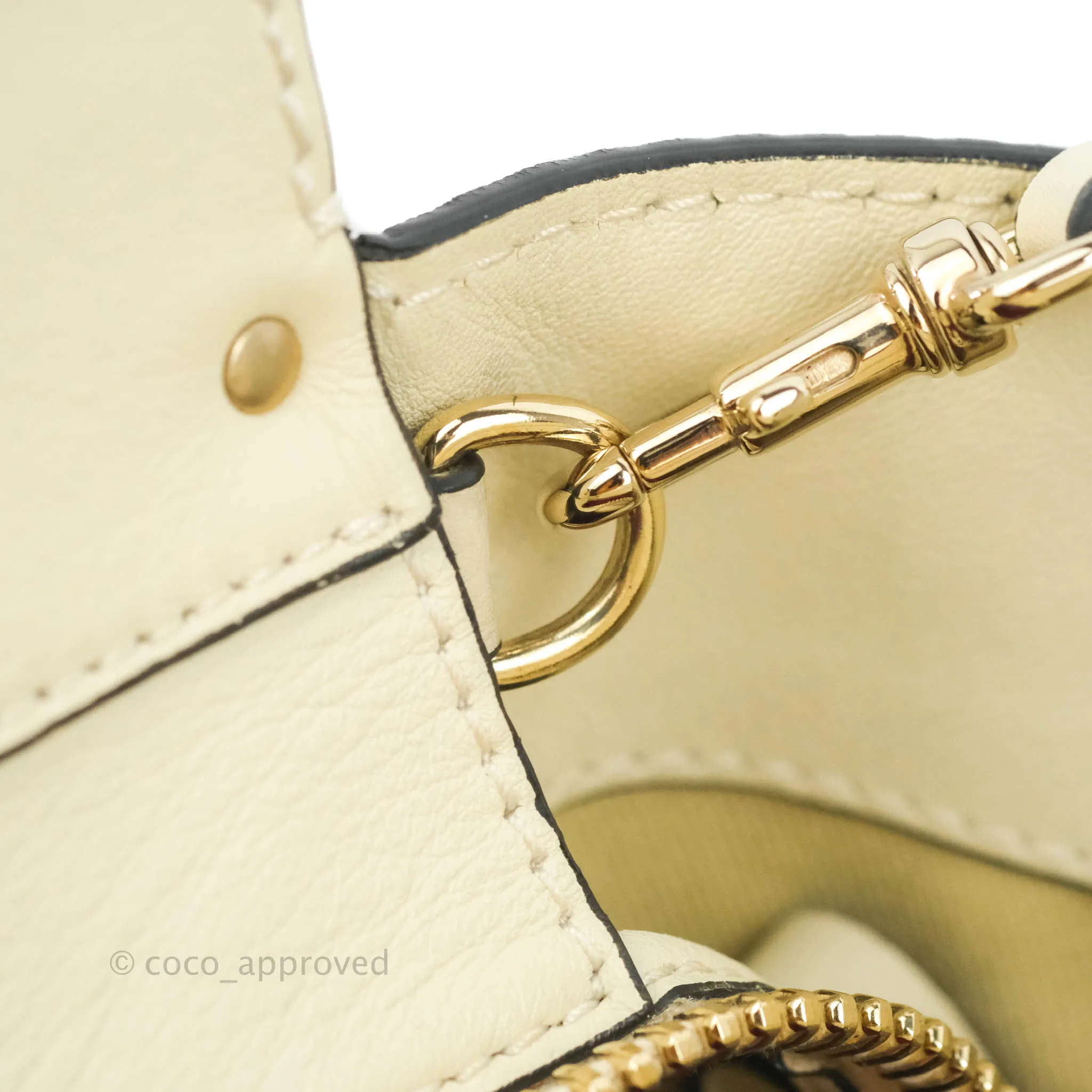 Valentino Garavani Rockstud Mini Trapeze Shoulder Bag White Calfskin Gold Hardware