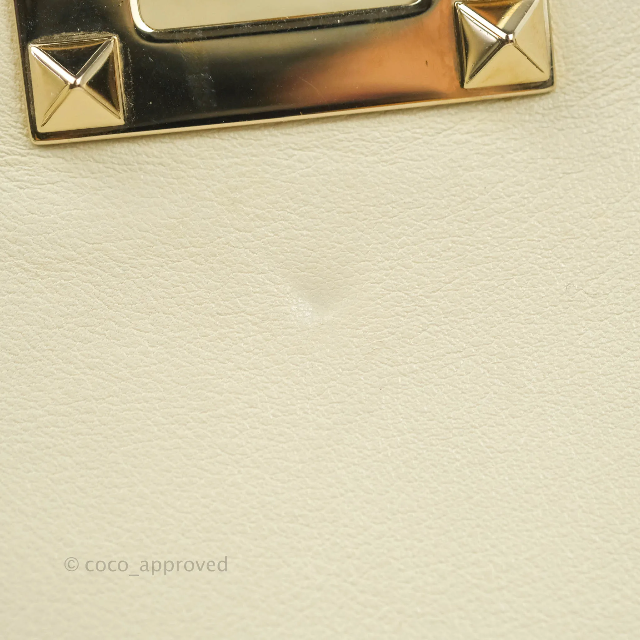 Valentino Garavani Rockstud Mini Trapeze Shoulder Bag White Calfskin Gold Hardware