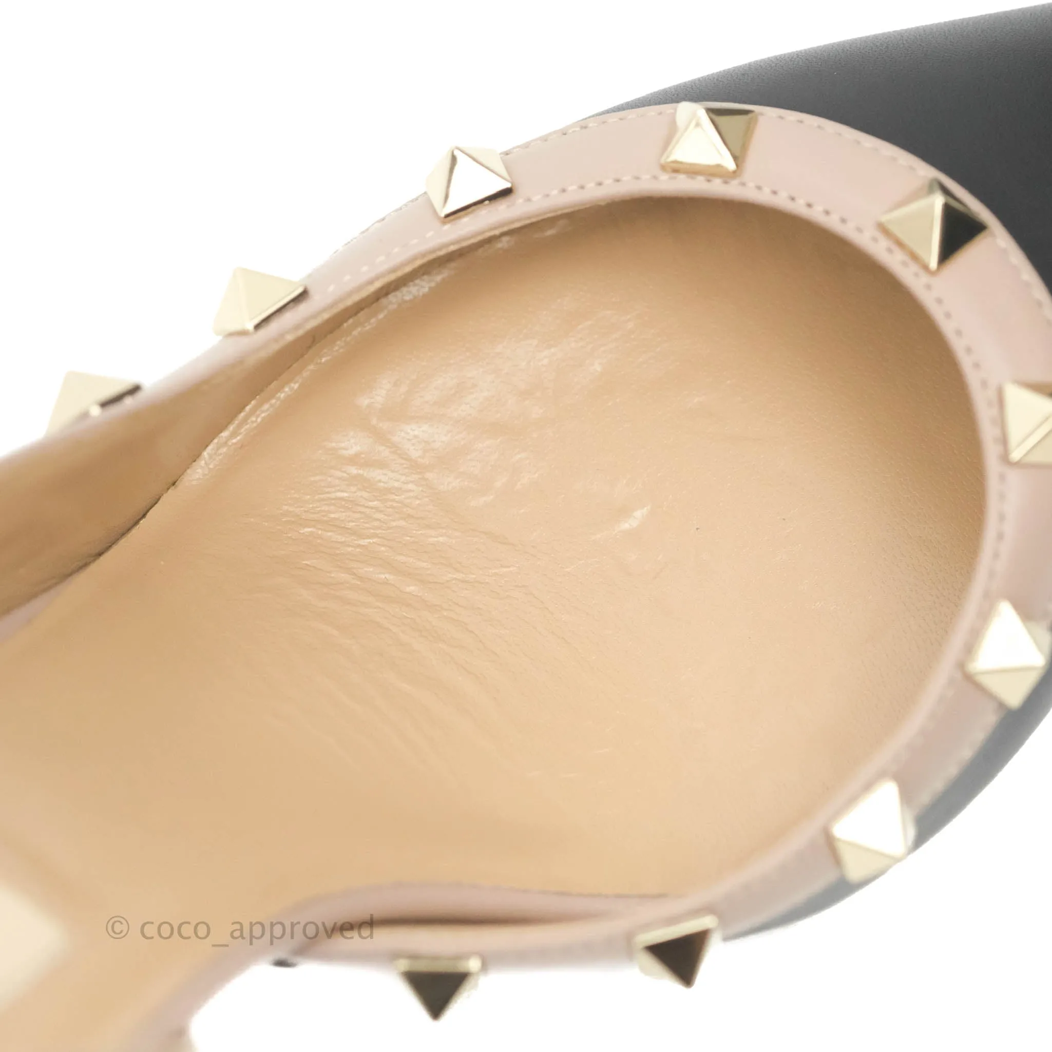 Valentino Garavani Rockstud Pumps Black Beige Size 36.5