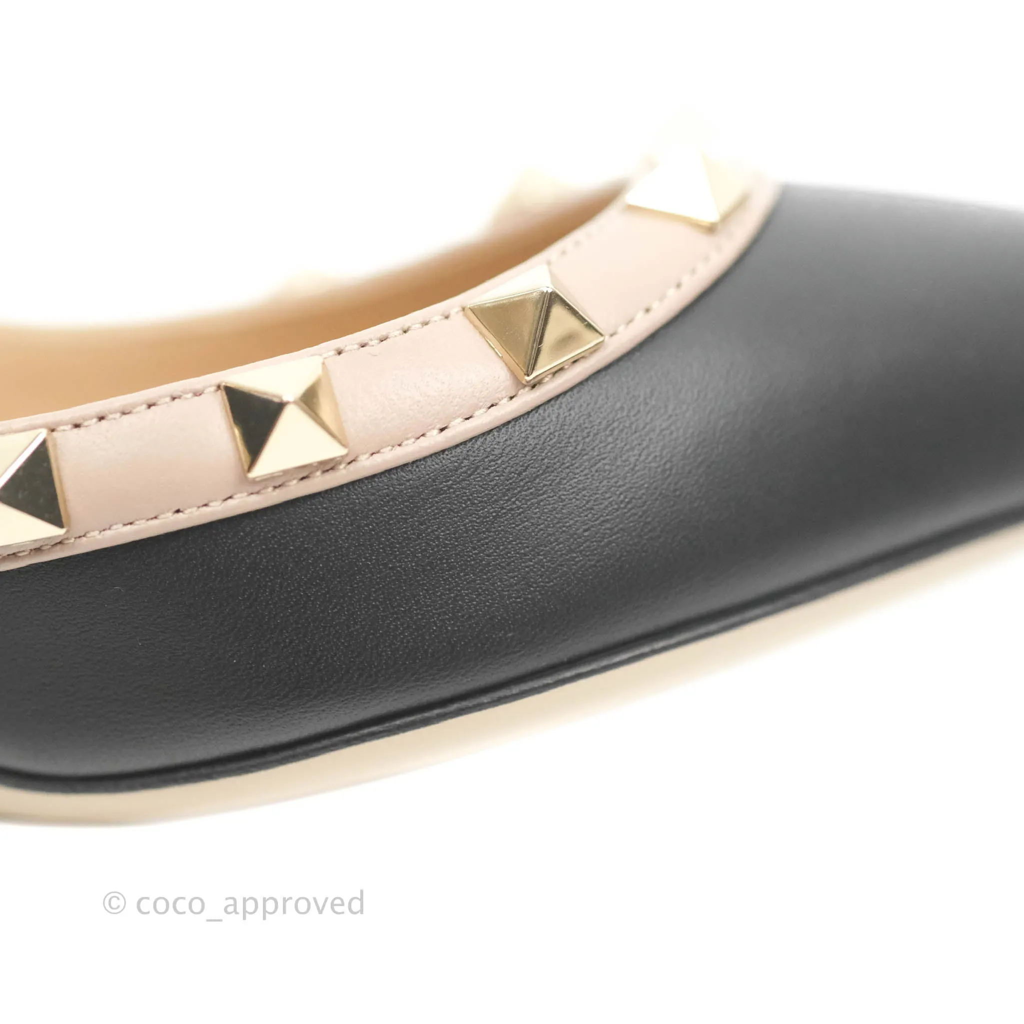 Valentino Garavani Rockstud Pumps Black Beige Size 36.5