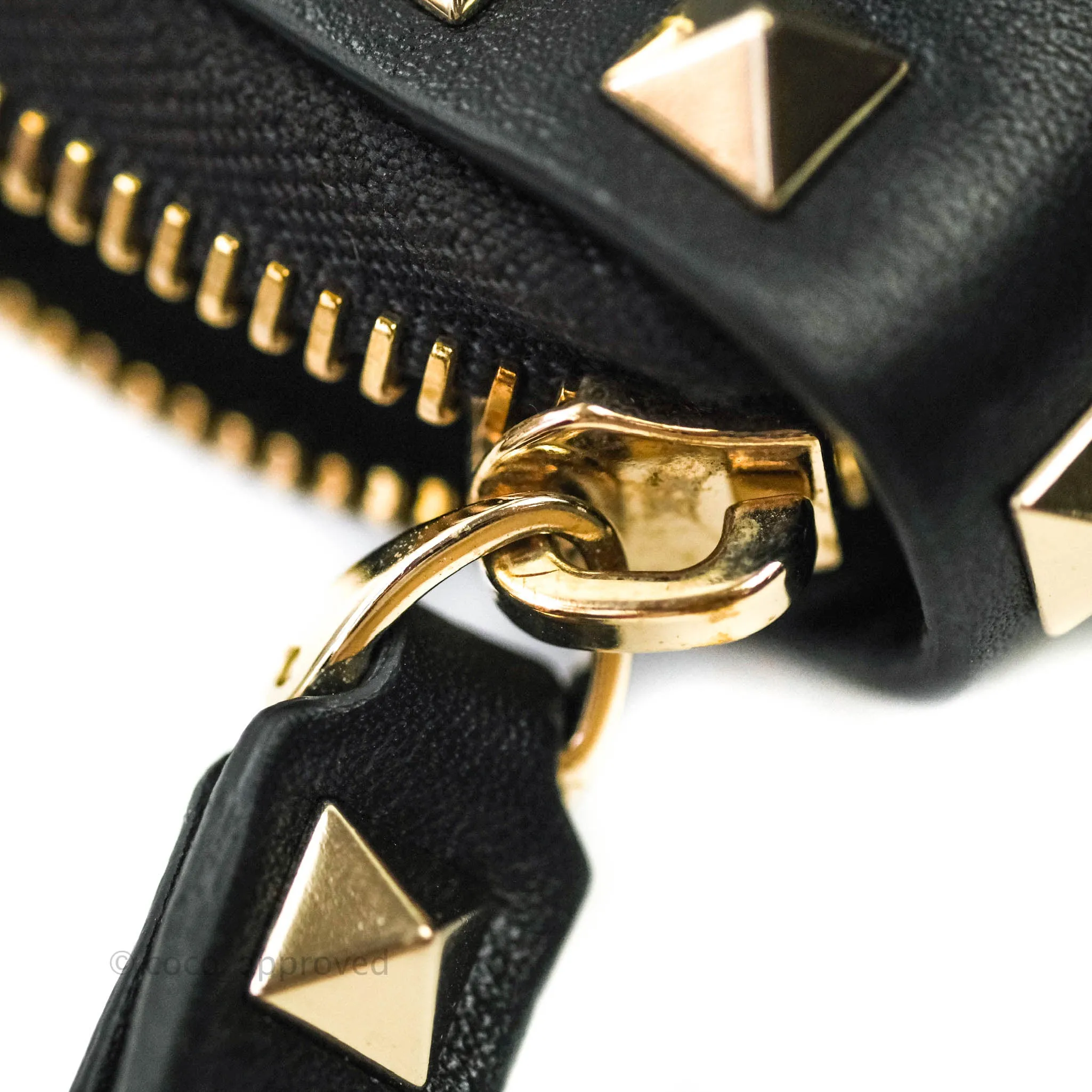 Valentino Garavani Rockstud Wallet Black Gold Hardware