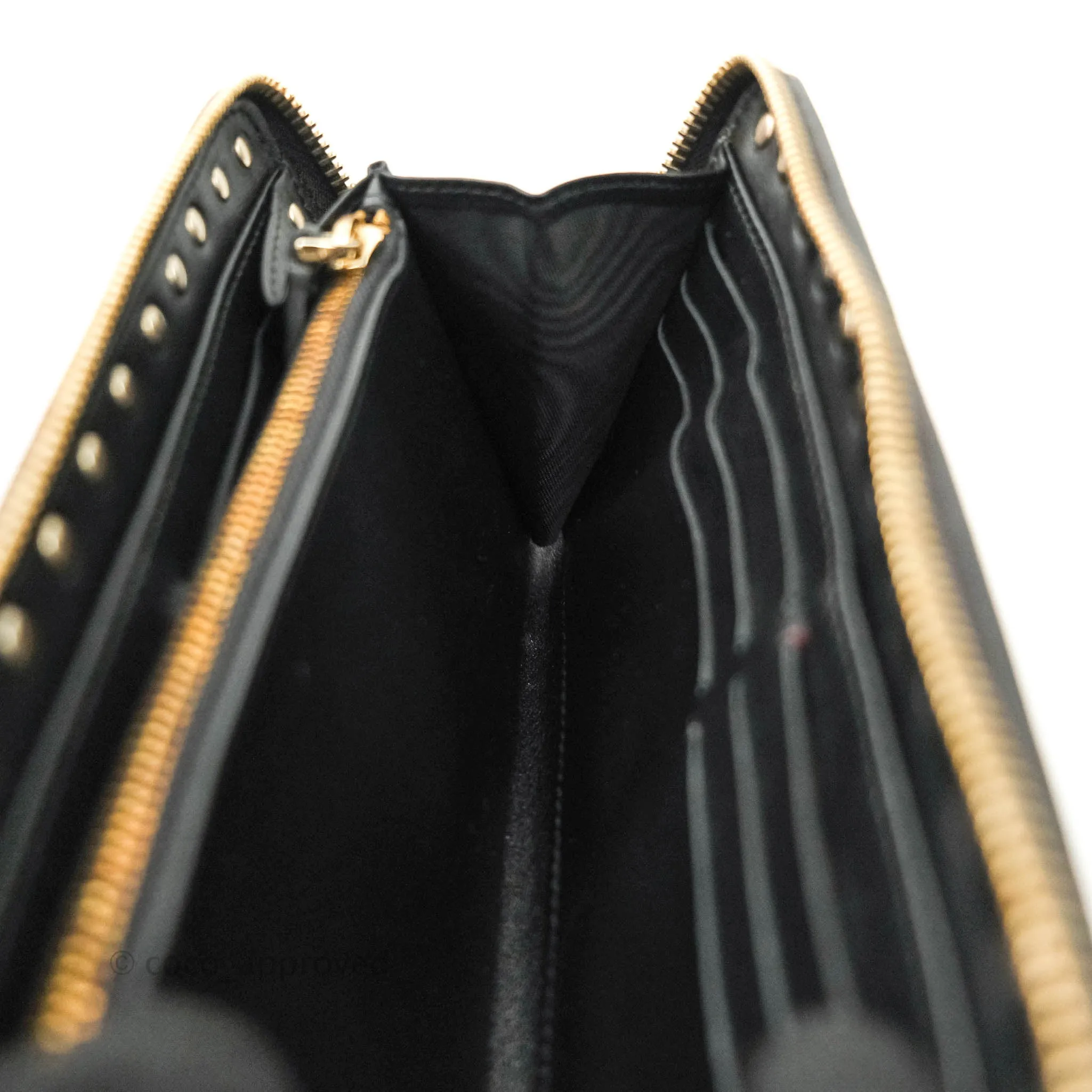 Valentino Garavani Rockstud Wallet Black Gold Hardware