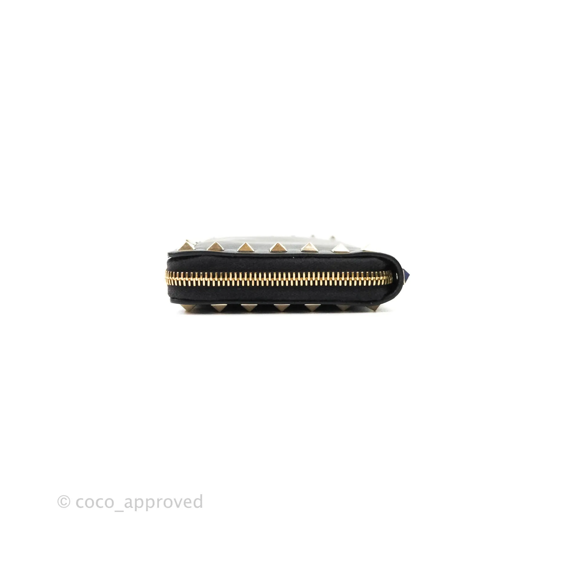 Valentino Garavani Rockstud Wallet Black Gold Hardware