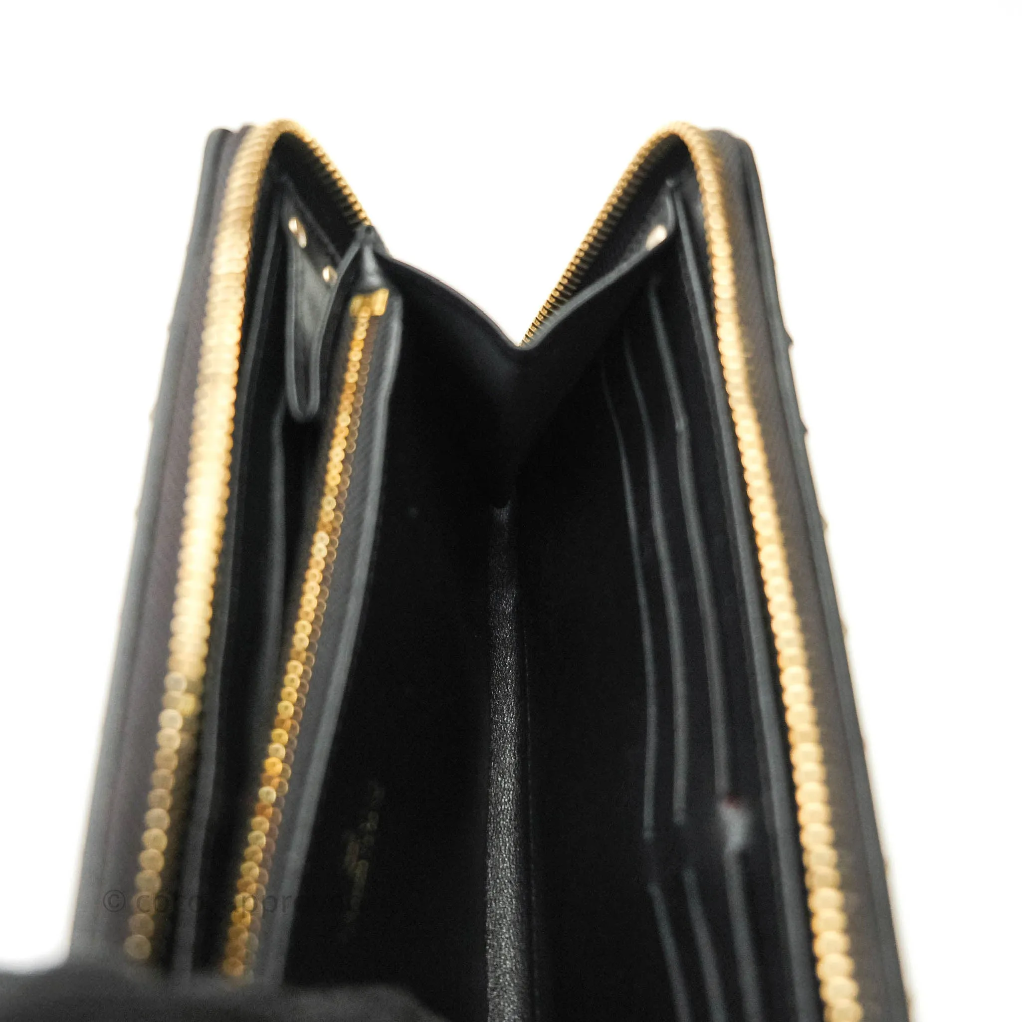 Valentino Garavani Rockstud Wallet Black Gold Hardware