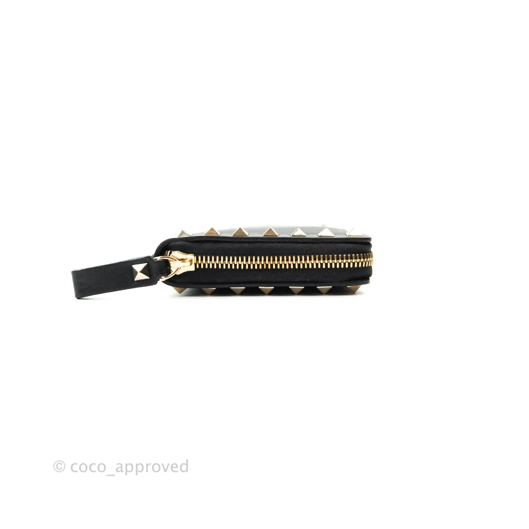 Valentino Garavani Rockstud Wallet Black Gold Hardware