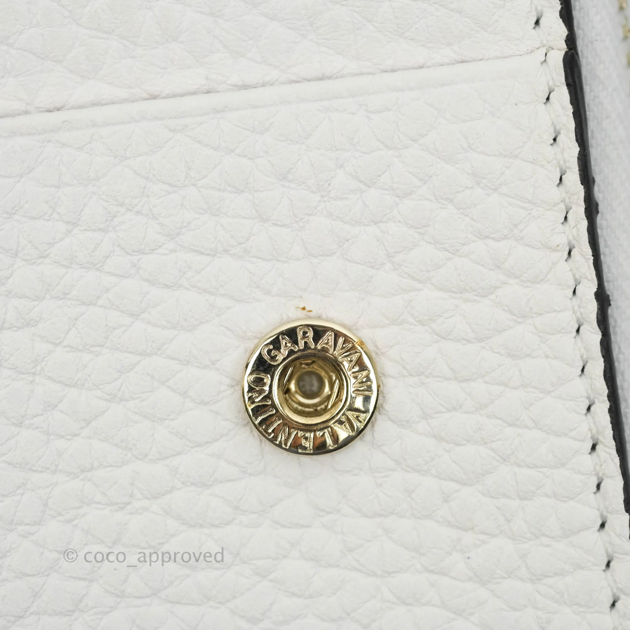 Valentino Garavani Shot Wallet White Grained Leather Gold Hardware