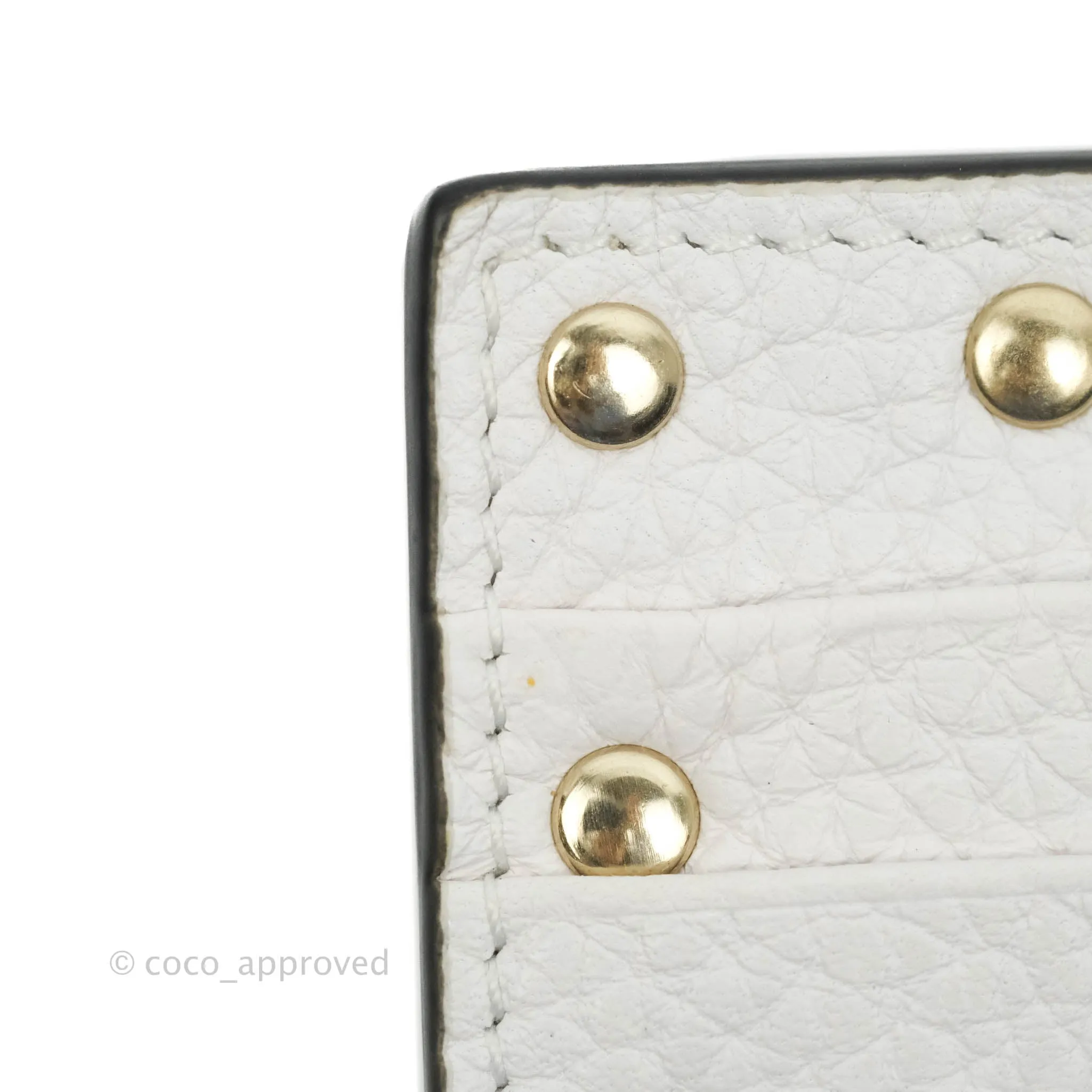 Valentino Garavani Shot Wallet White Grained Leather Gold Hardware